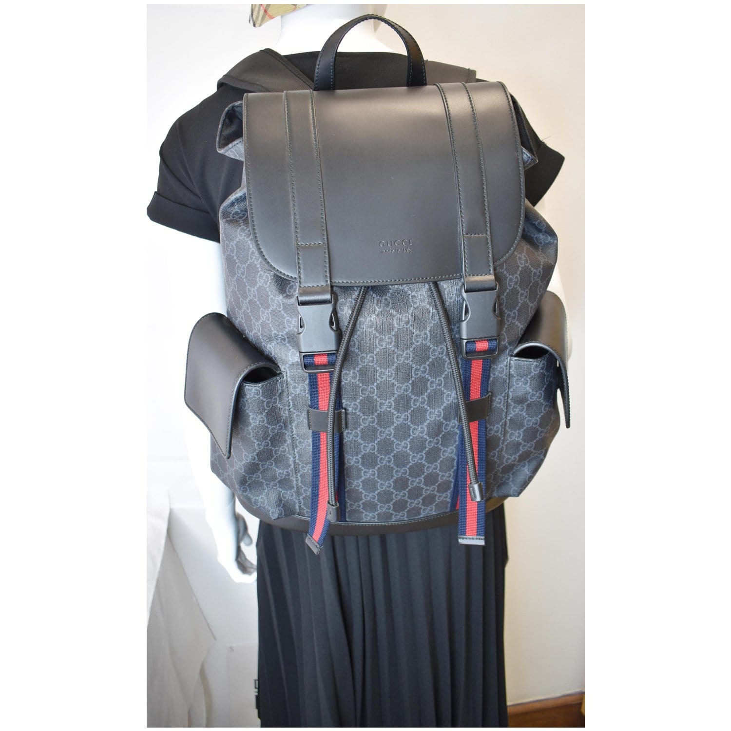 Gucci Supreme Microfiber Backpack Bag Black