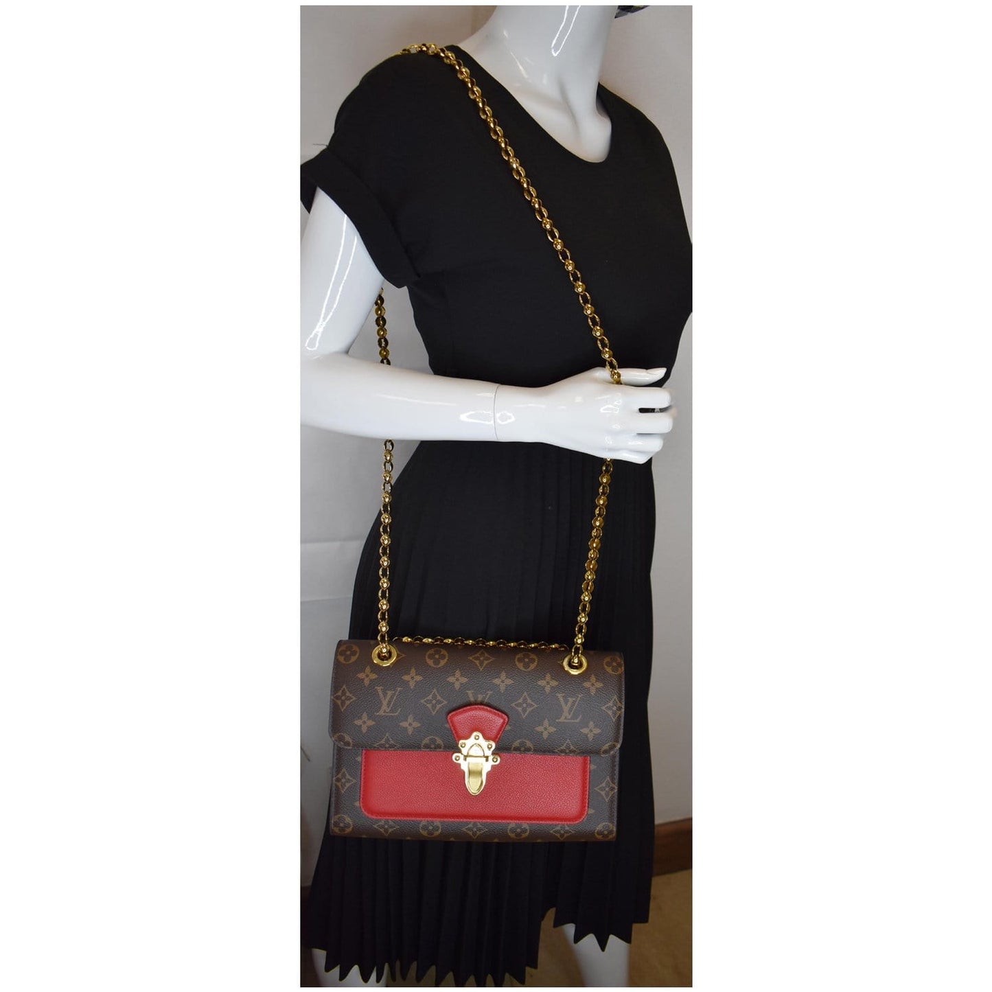 Louis Victoire Shoulder Crossbody Bag Cerise Canvas Monogram