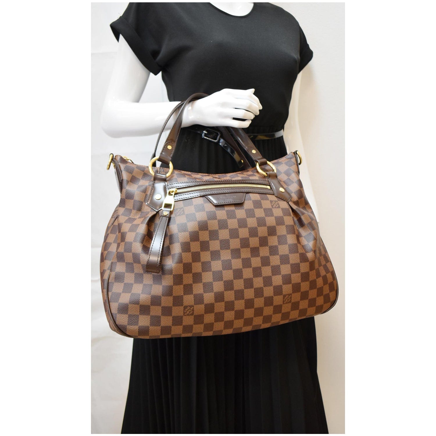 Louis Evora Mm Damier Ebene Shoulder Bag Brown