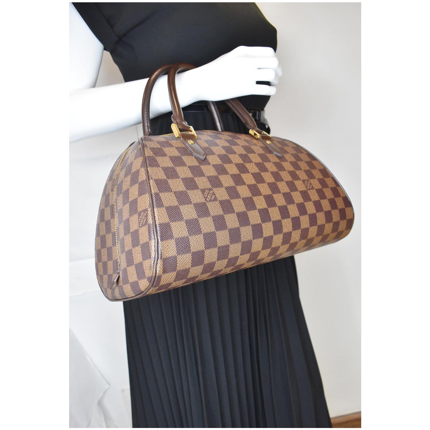 Louis Ribera Mm Damier Ebene Satchel Bag Brown Travel Bag