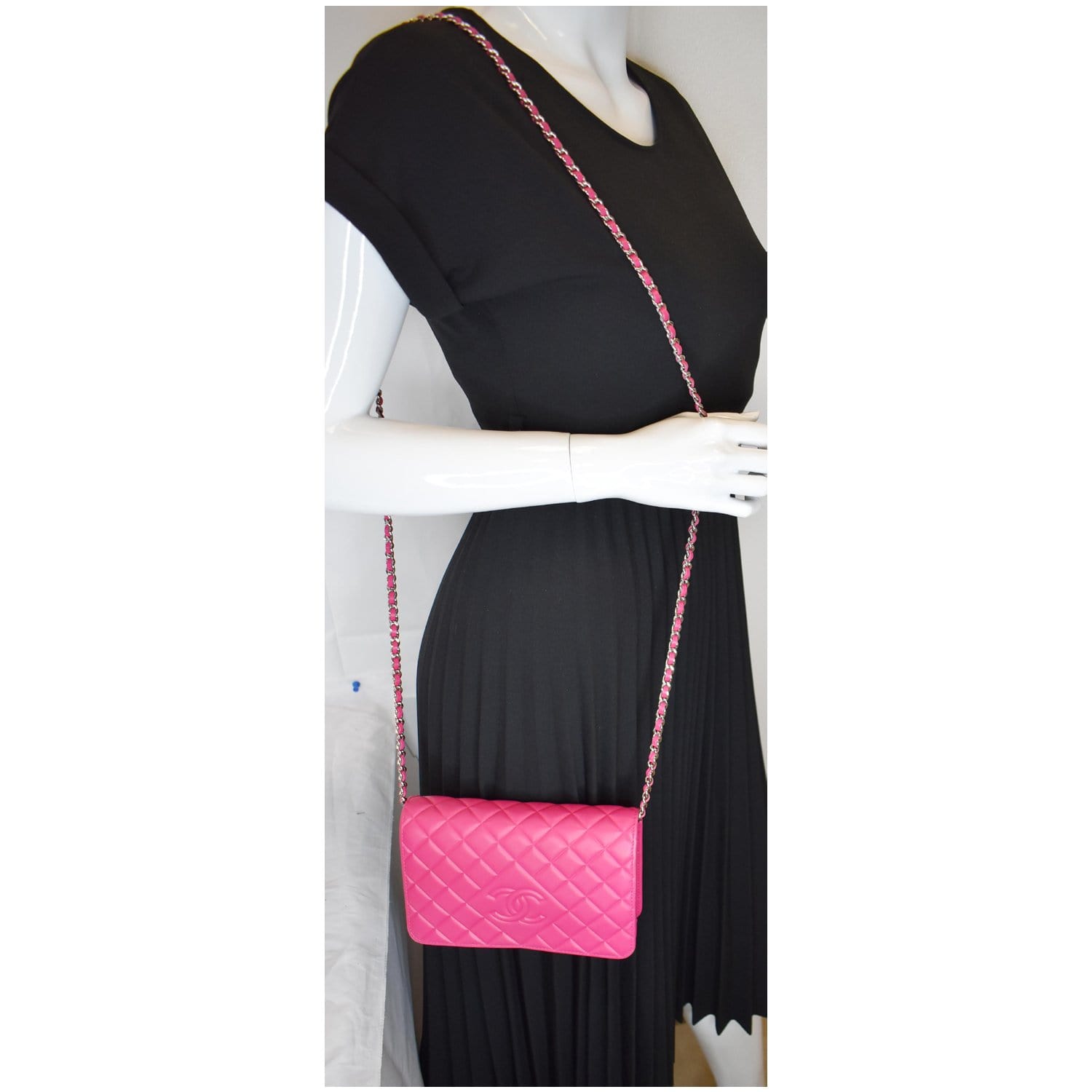 Chanel Diamond Cc Wallet On Woc Crossbody Bag Quilted Chain
