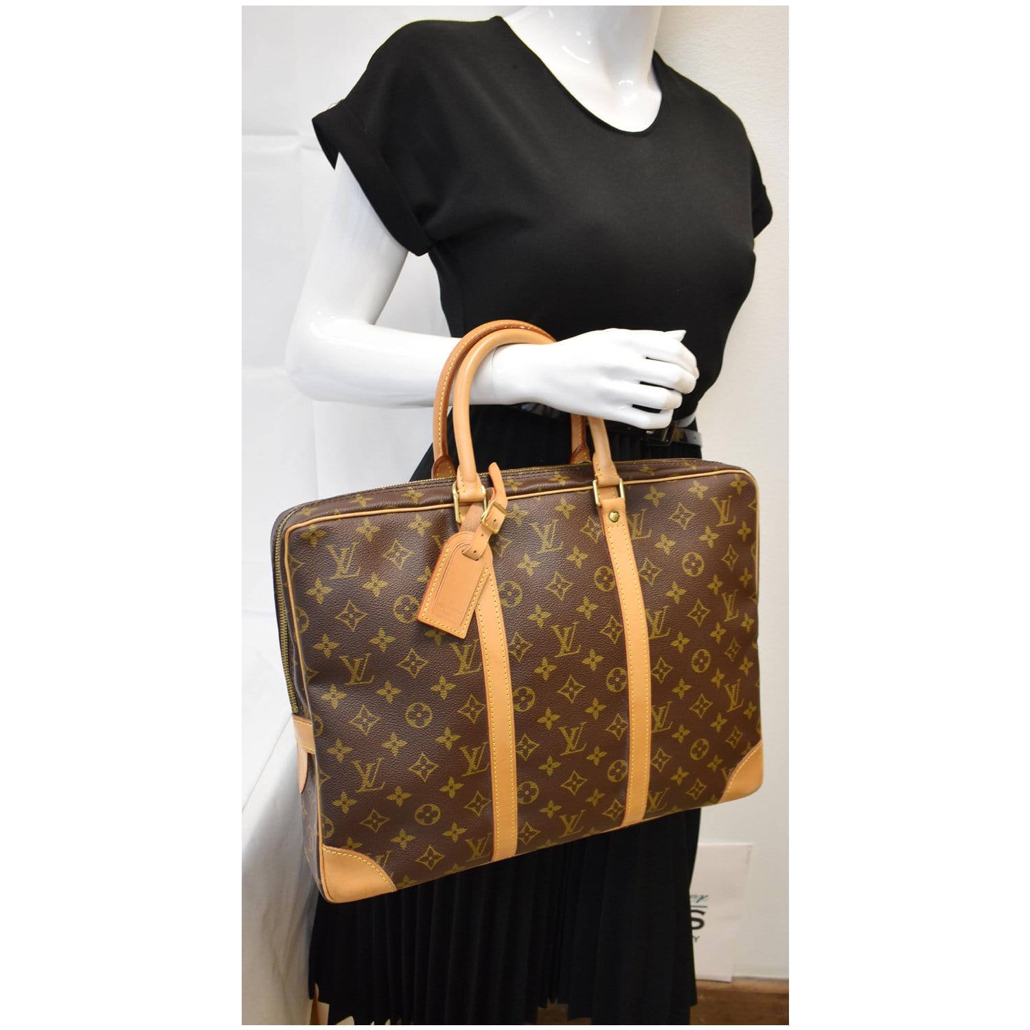 Louis Porte Documents Voyage Briefcase Bag Canvas Monogram Travel Bag