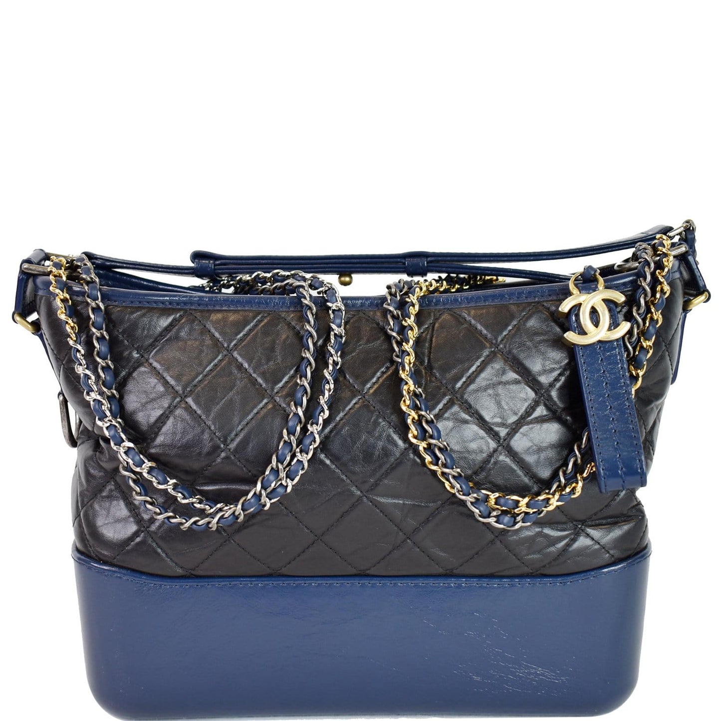 Chanel Gabrielle Medium Hobo Bag Blue Leather Quilted Shoulder Bag