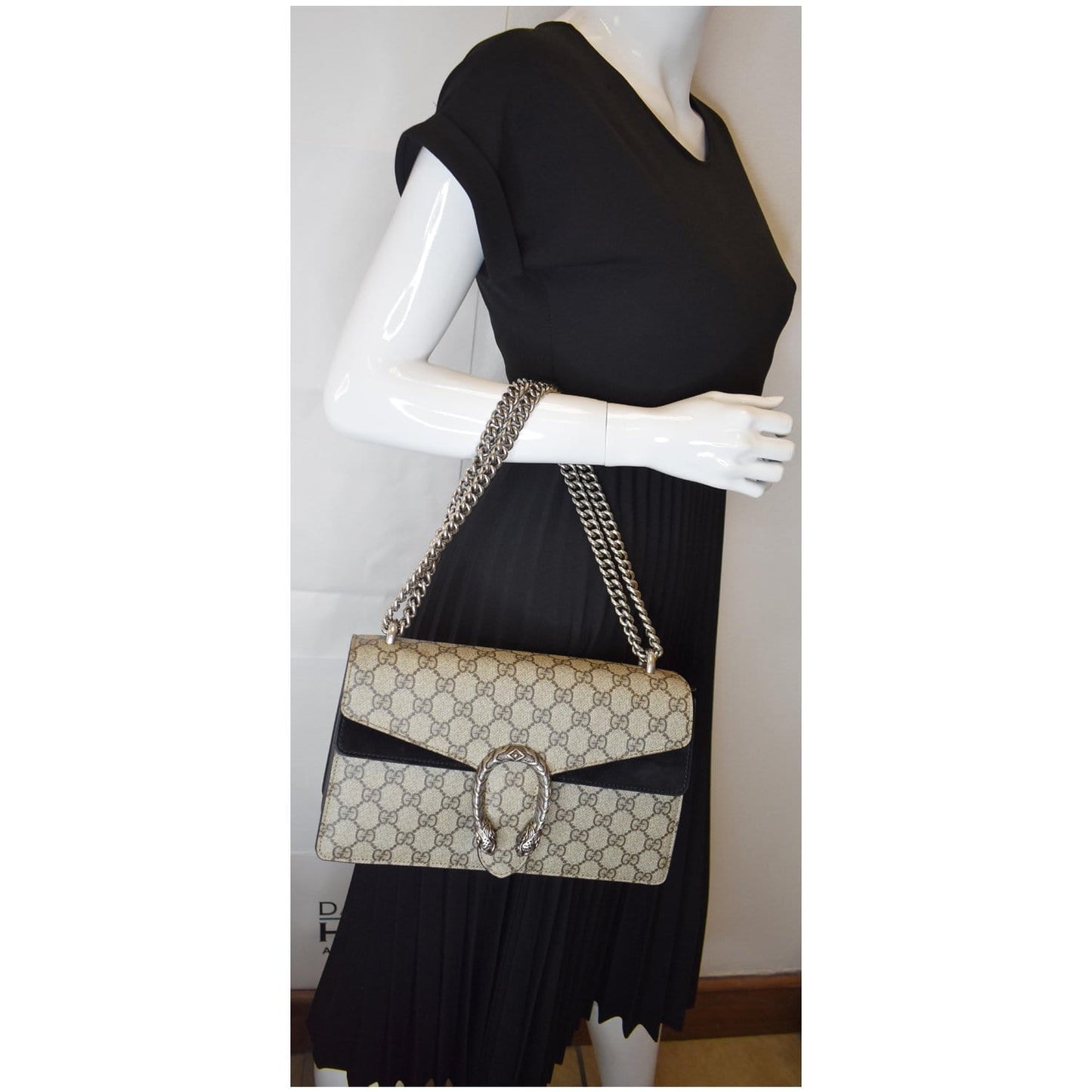 Gucci Dionysus Supreme Shoulder Bag Canvas Beige Beige 400249