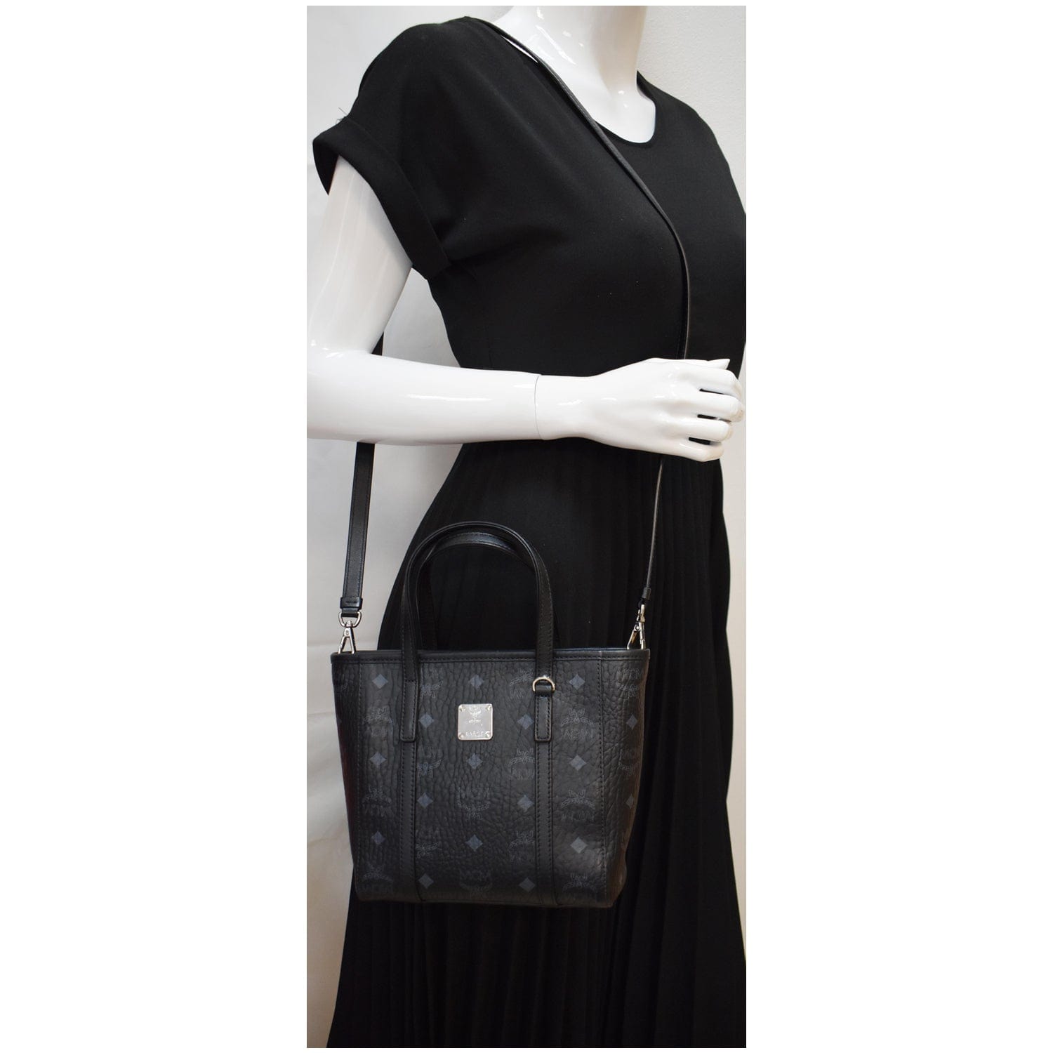MCM Worldwide Toni Visetos Tote Bag Canvas Black
