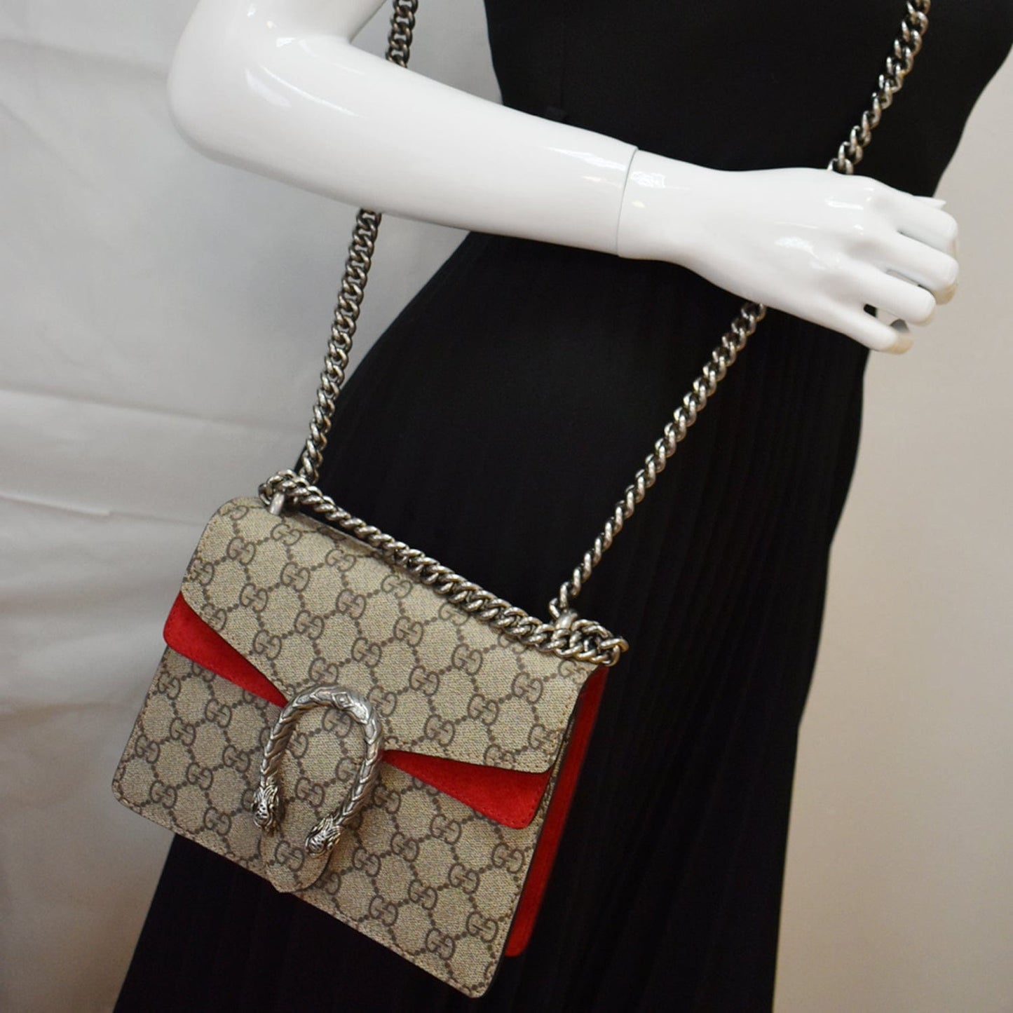 Gucci Dionysus Supreme Crossbody Bag Canvas Beige