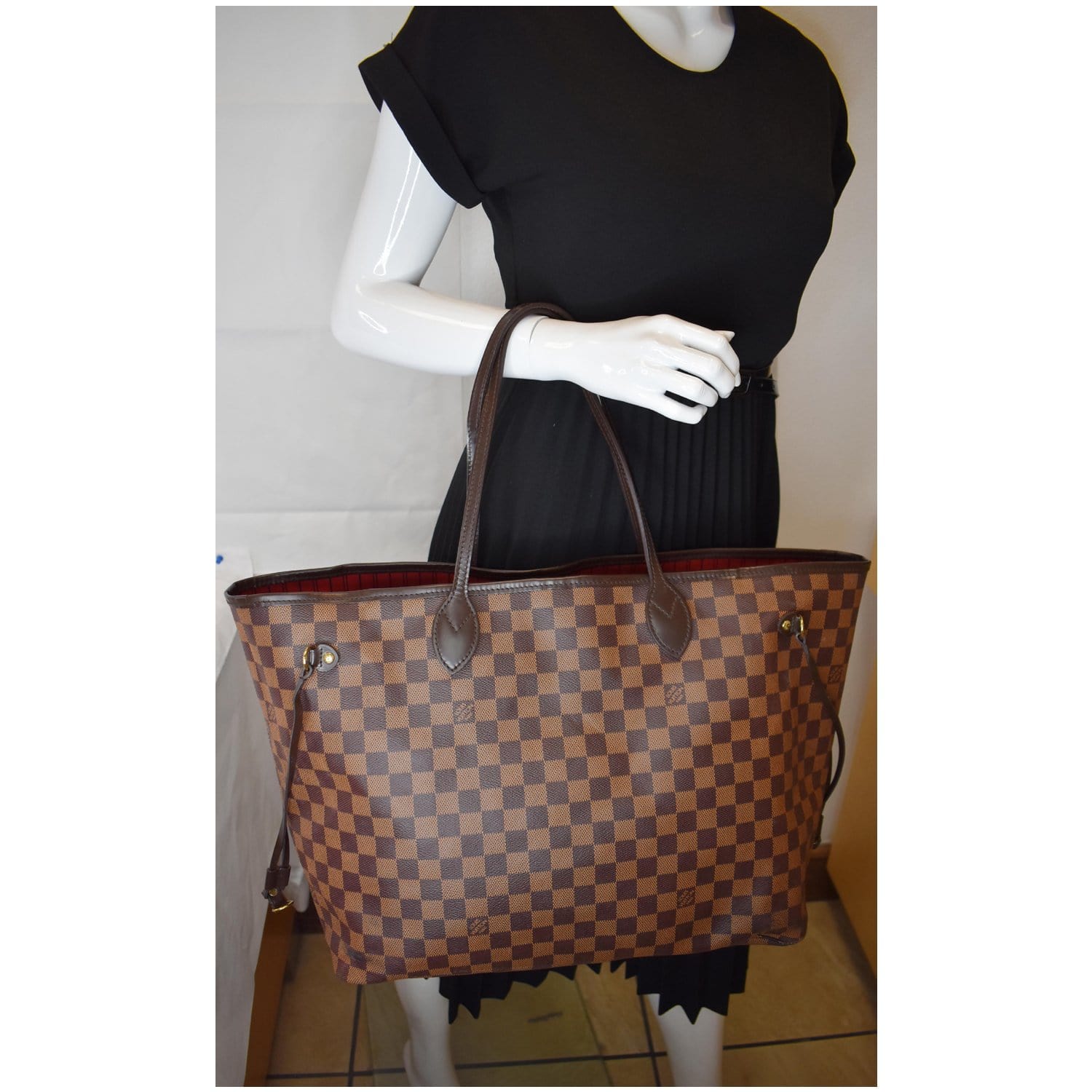 Louis Neverfull Gm Damier Ebene Tote Bag Brown Bag Brown