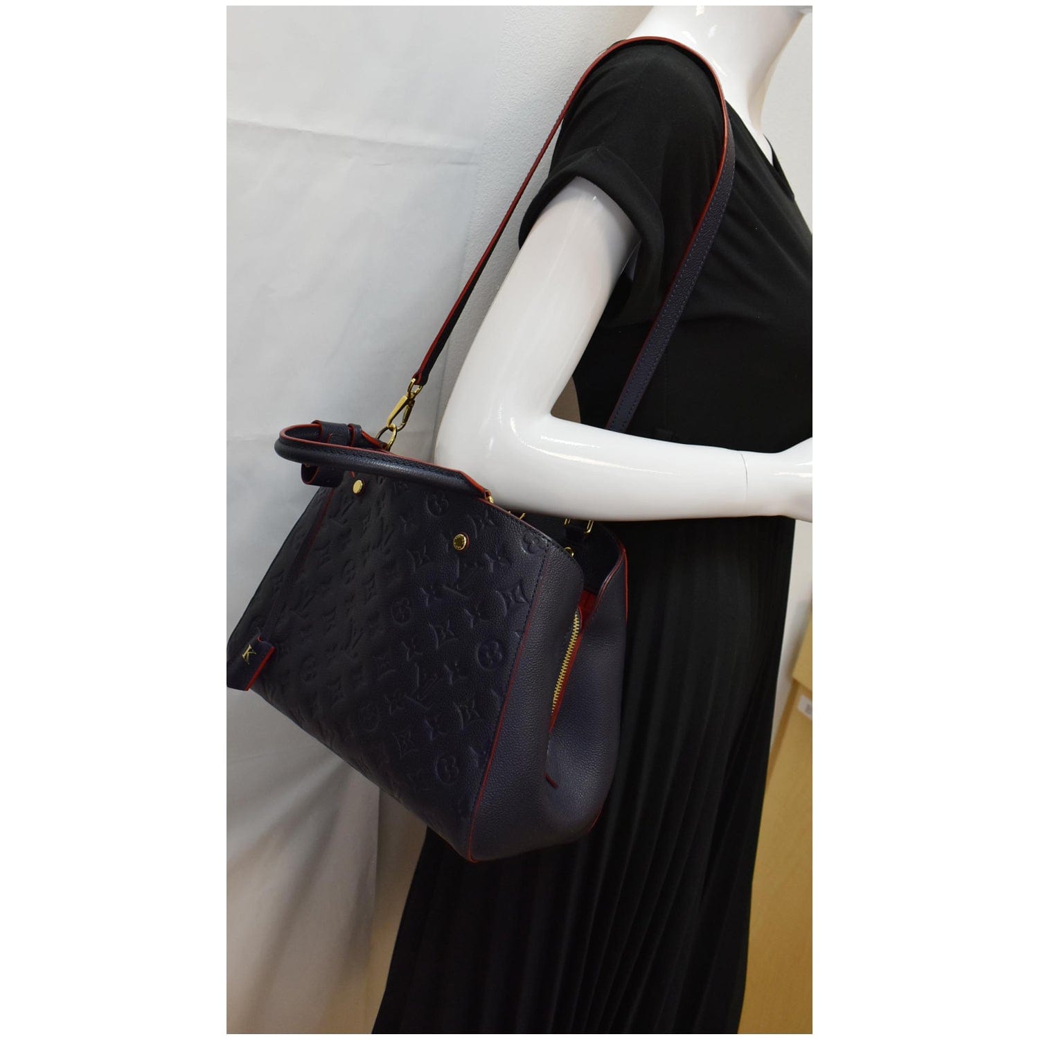 Louis Montaigne Mm Empreinte Shoulder Bag Navy Monogram Blue
