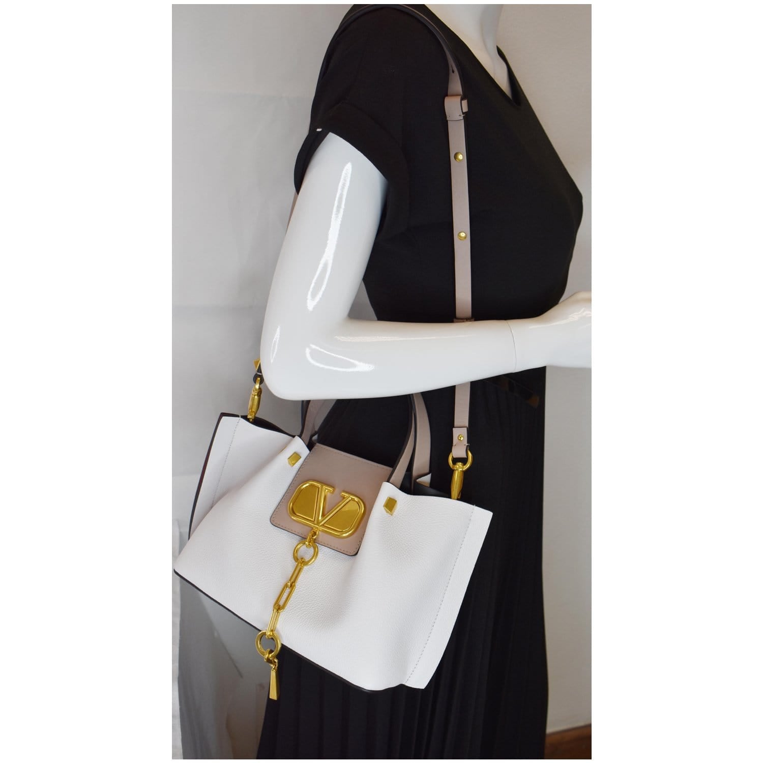 Valentino Vlogo Escape Shoulder Bag Leather White