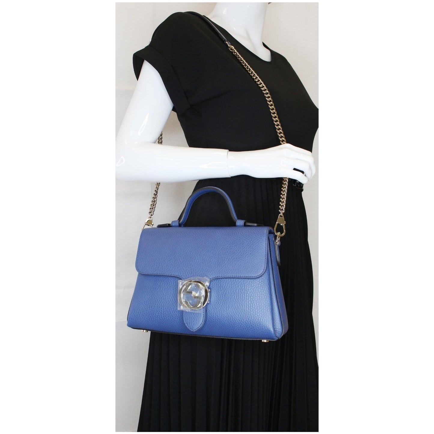 Gucci Interlocking Shoulder Bag Leather Blue