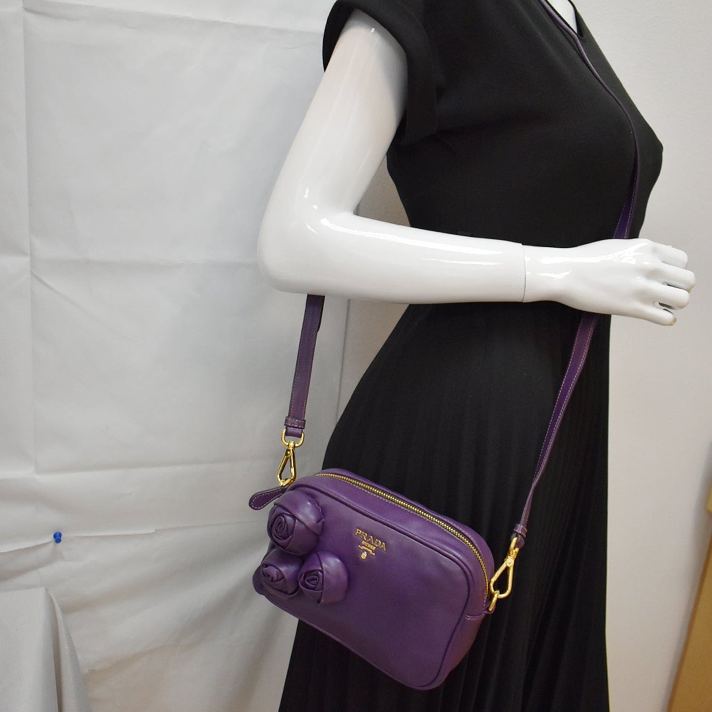 Prada Nappa Rose Crossbody Bag Viola Leather