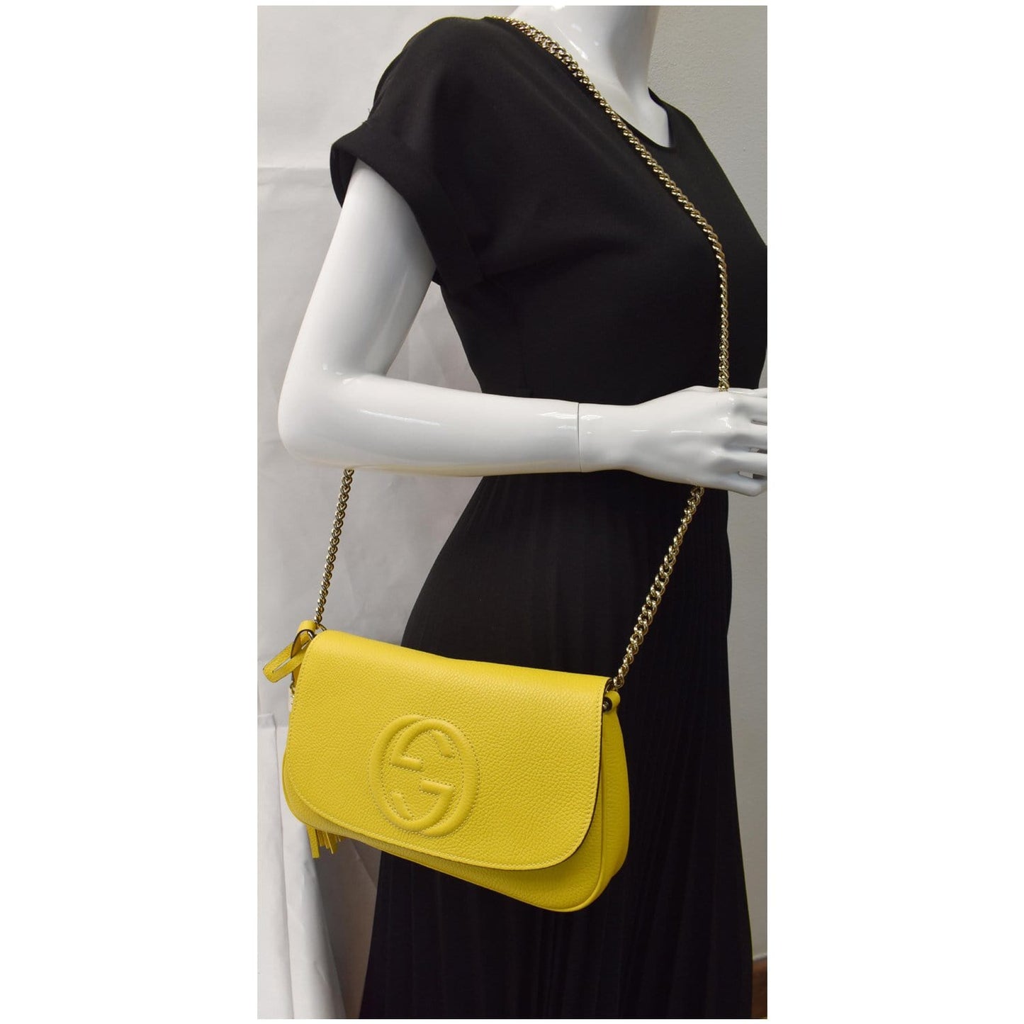 Gucci Soho Shoulder Bag Yellow Leather Chain