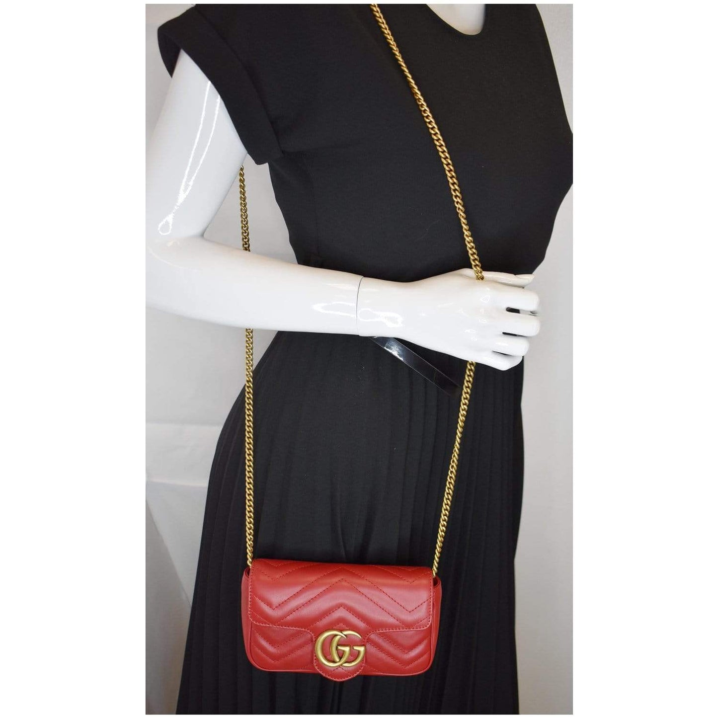 Gucci Marmont Super Mini Crossbody Bag Off Leather Matelasse