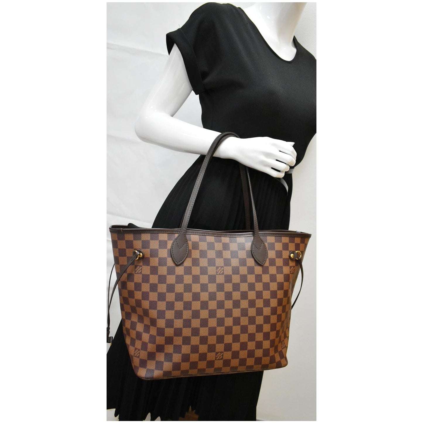 Louis Neverfull Mm Damier Ebene Tote Bag Brown