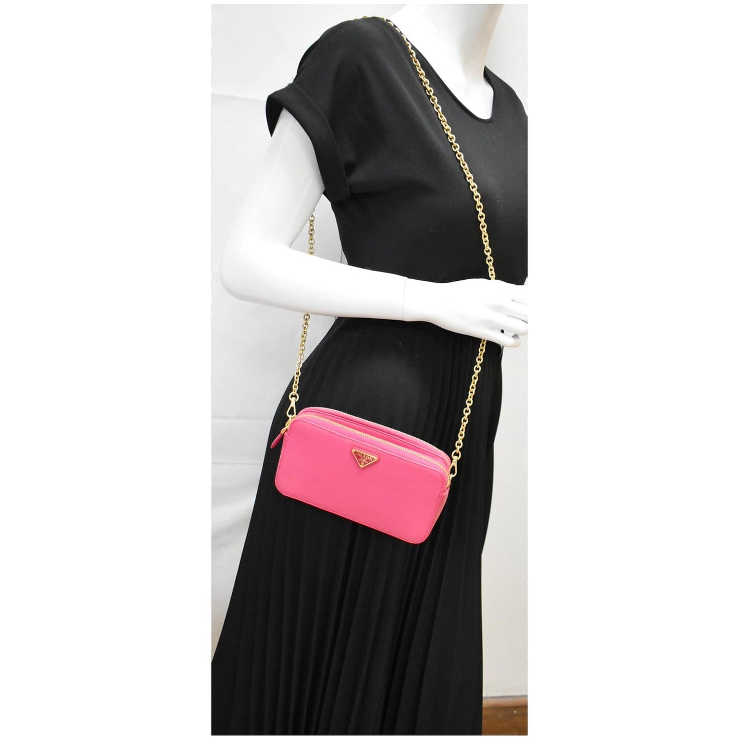 Prada Saffiano Chain Crossbody Bag Hot Deals Leather Pink