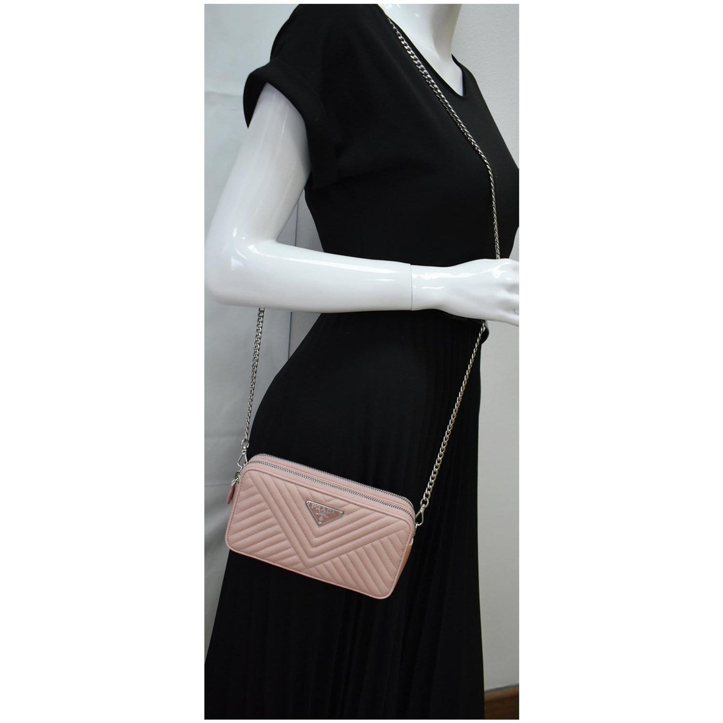 Prada Nappa Impunture Bandoliera Crossbody Bag Orchidea Leather Mini