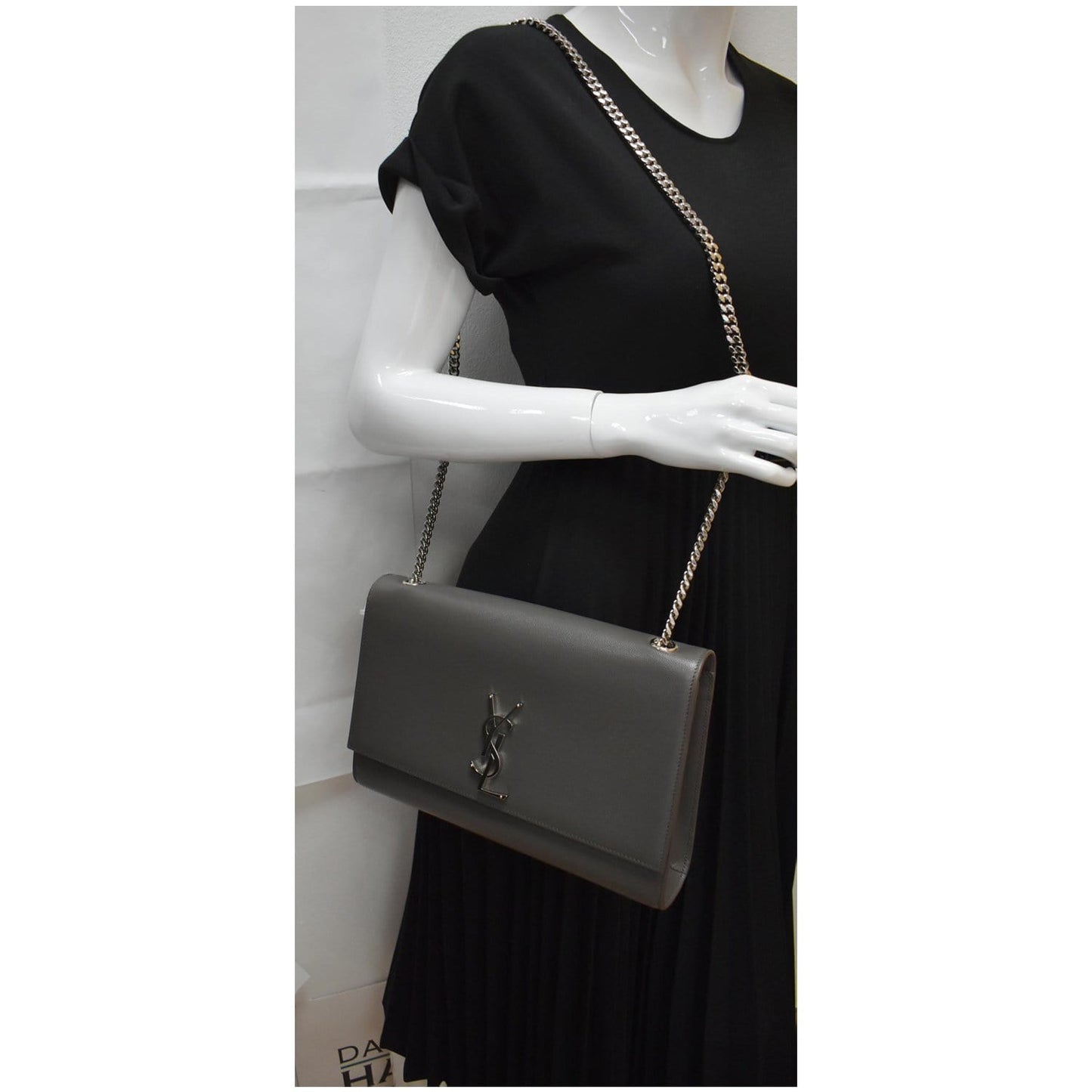 YSL Saint Laurent Saint Kate Grain De Poudre Shoulder Bag Leather Large