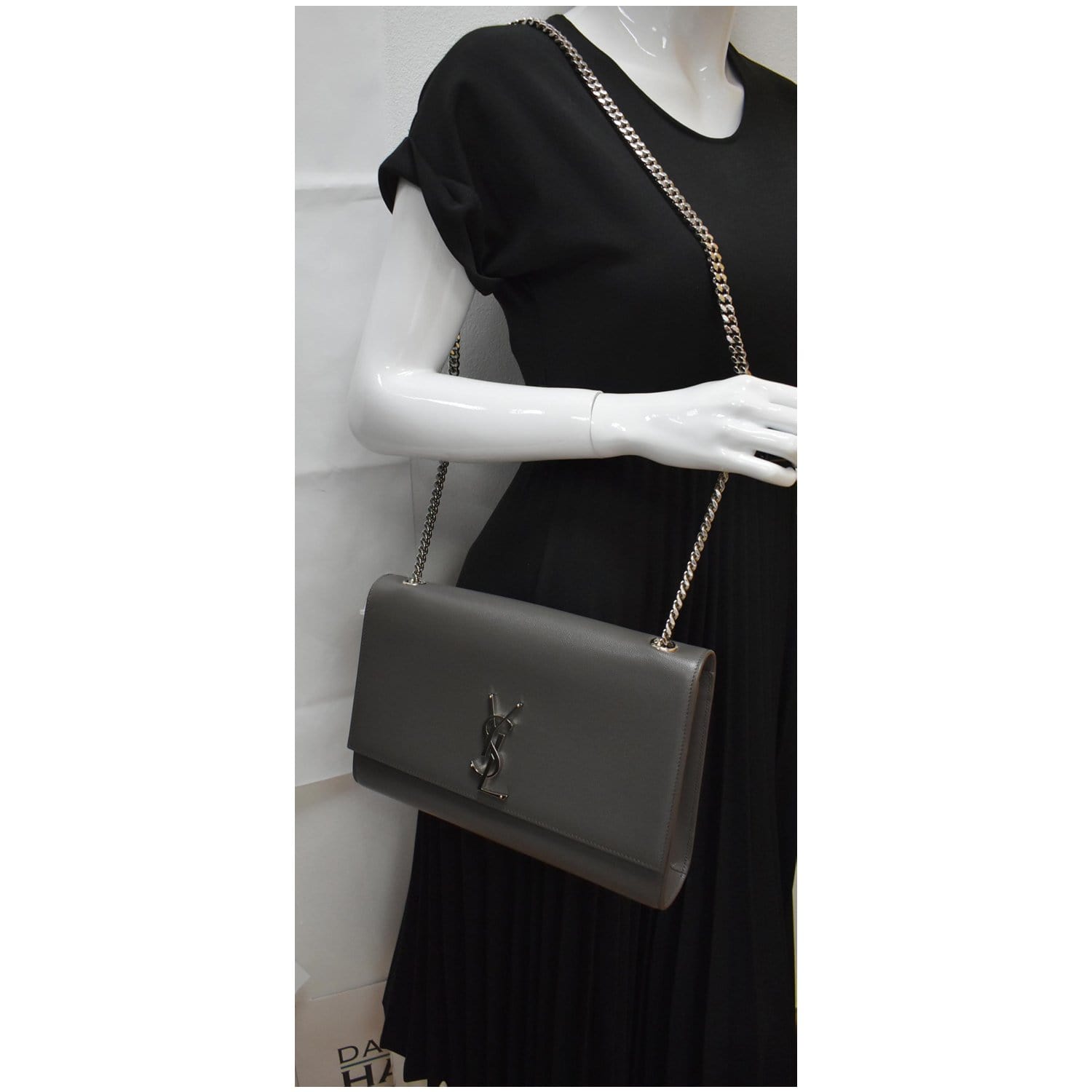 YSL Saint Laurent Saint Kate Grain De Poudre Shoulder Bag Leather Large