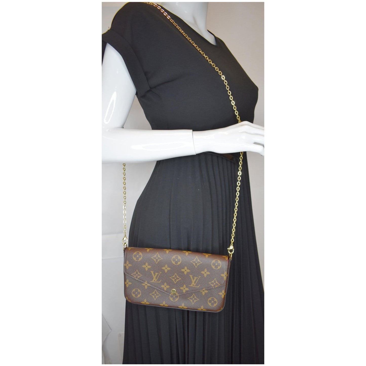 Louis Pochette Felicie Crossbody Bag Canvas Monogram Brown 3