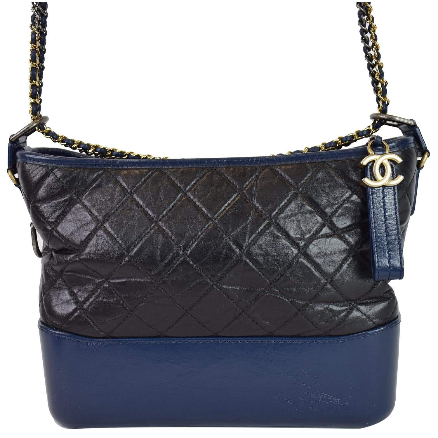 Chanel Gabrielle Medium Hobo Bag Blue Leather Quilted Shoulder Bag