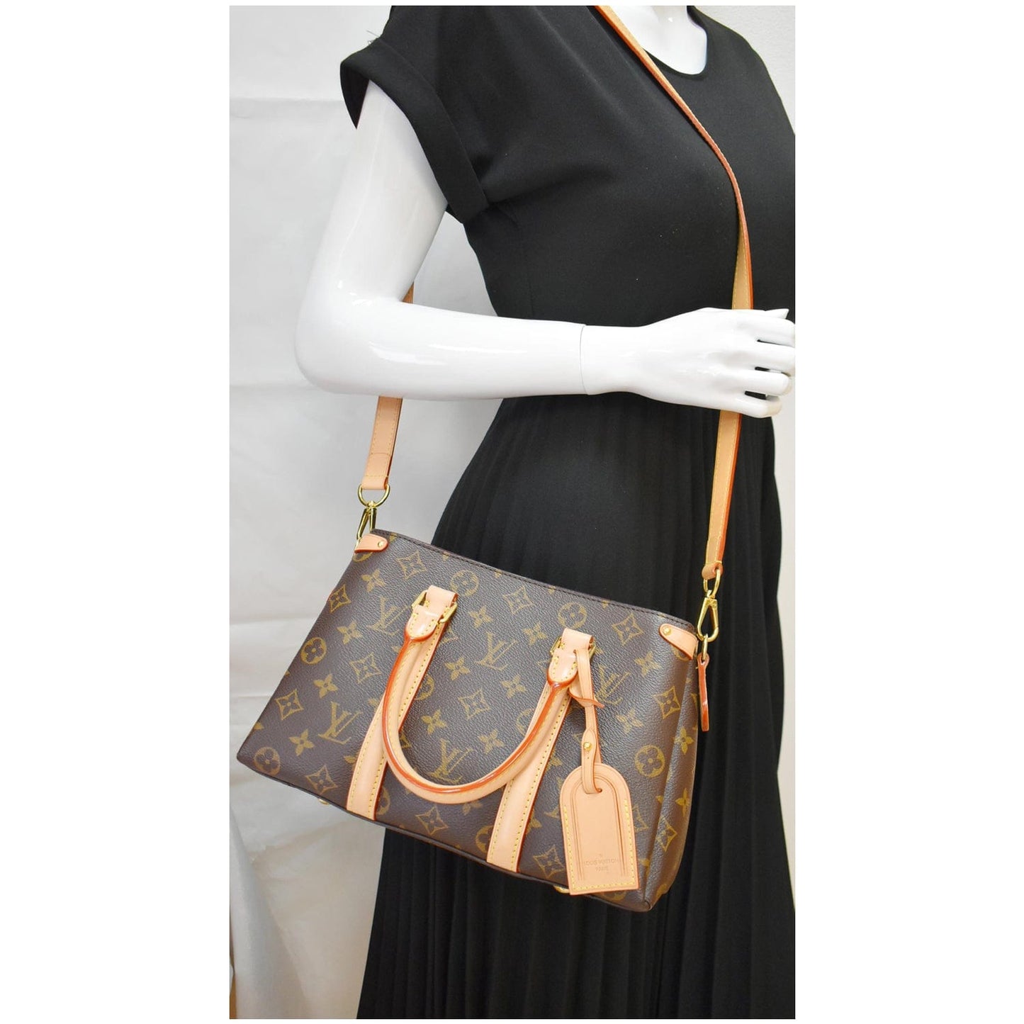 Louis Soufflot Bb Shoulder Crossbody Bag Canvas Monogram Bag Brown