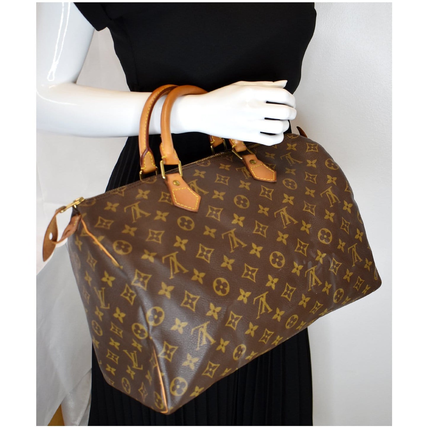 Louis Speedy Satchel Handbag Canvas Monogram Travel Bag Handbag Brown