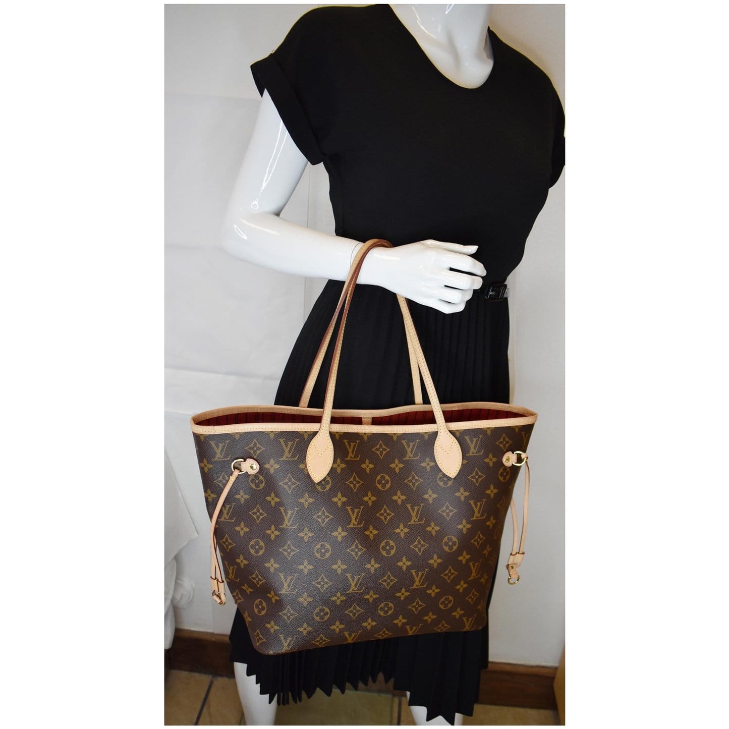 Louis Neverfull Mm Tote Shoulder Bag Canvas Monogram Brown 11