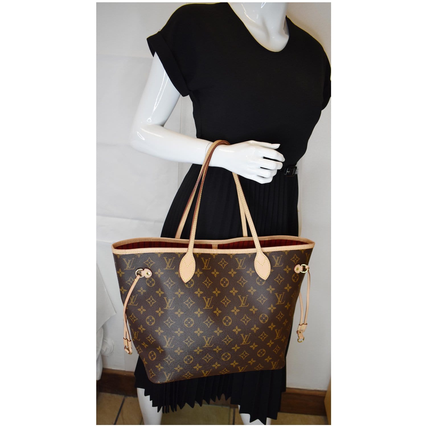 Louis Neverfull Mm Tote Shoulder Bag Canvas Monogram Brown 11