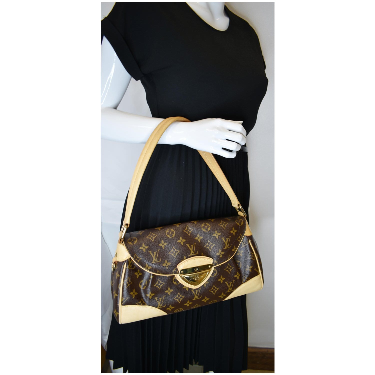 Louis Beverly Mm Satchel Bag Canvas Monogram Travel Bag