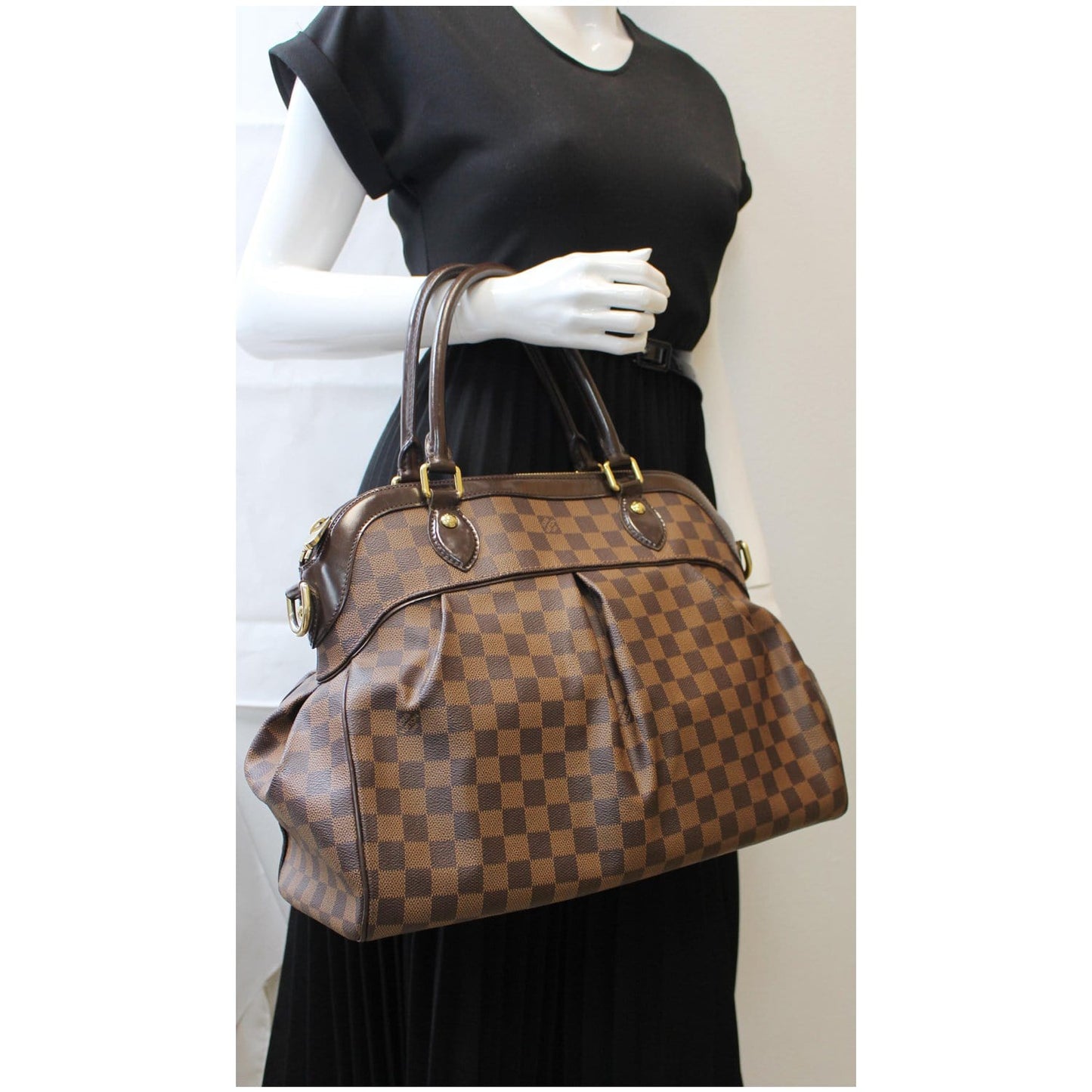 Louis Trevi Gm Damier Ebene 2Way Shoulder Brown Shoulder Bag