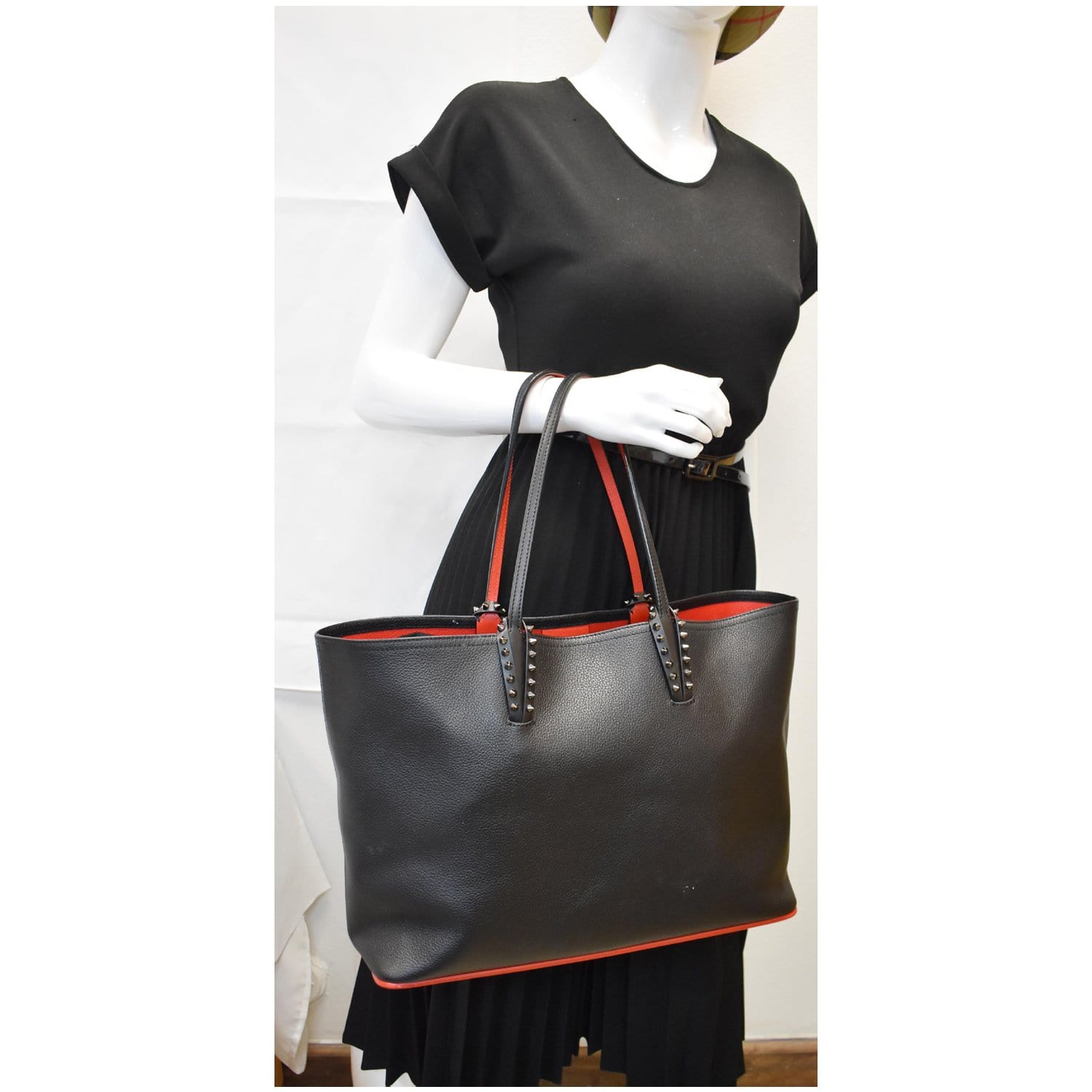 Cabata Studded Tote Bag Leather Black