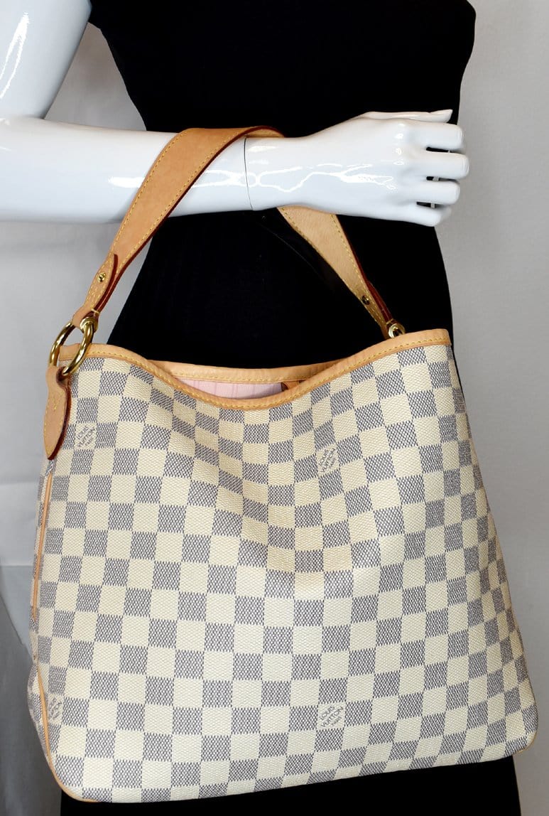 Louis Delightful Pm Damier Azur Shoulder Hobo White Shoulder Bag