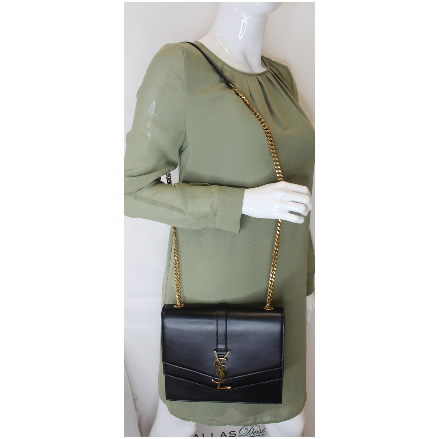 YSL Saint Laurent Saint Montaigne Double Shoulder Bag Leather Black