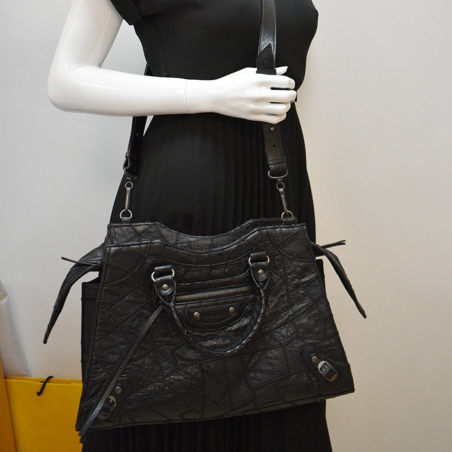 Balenciaga Neo Classic Patchwork Top Handle Shoulder Bag Leather