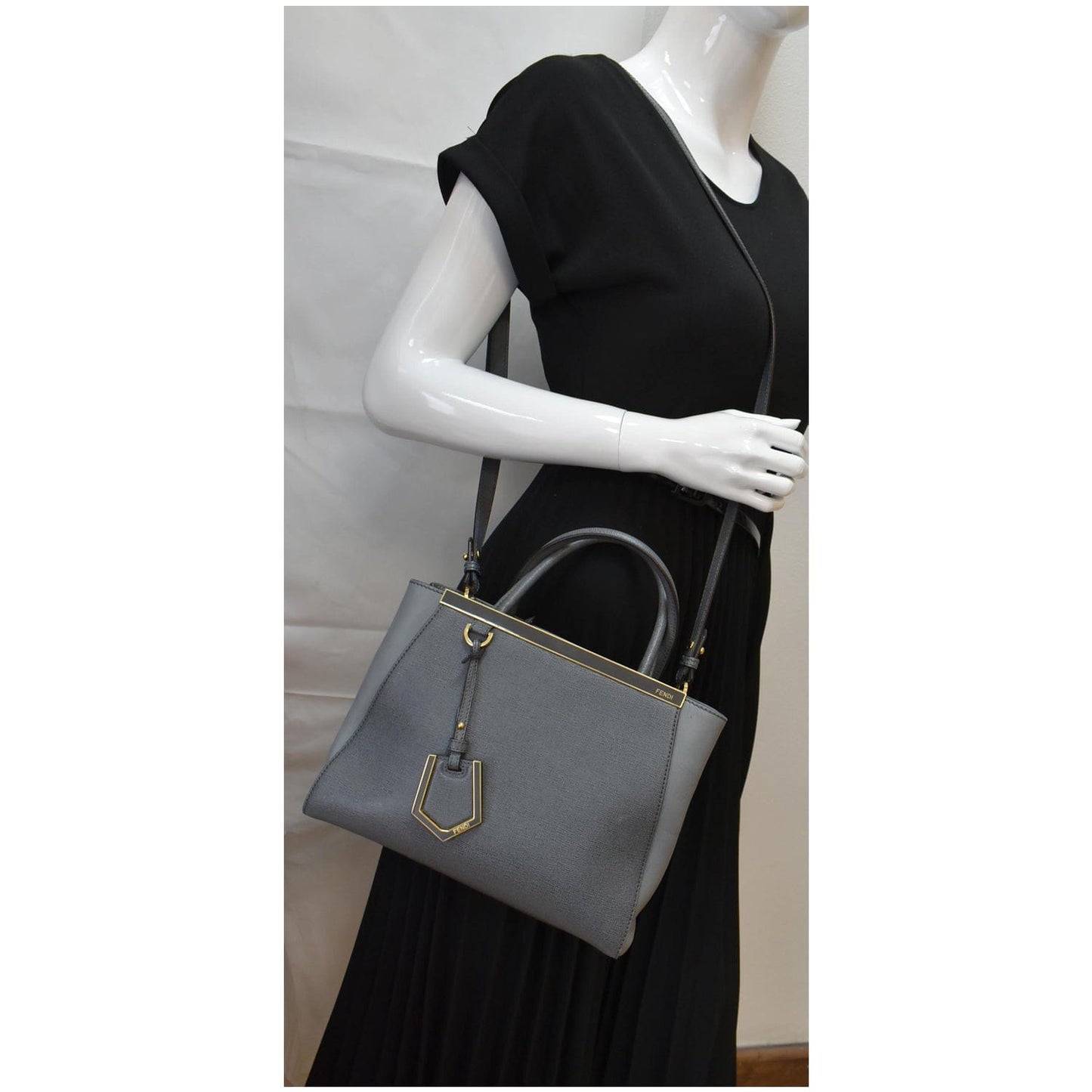 Fendi Petite 2Jours Vitello Elite Tote Shoulder Bag Leather