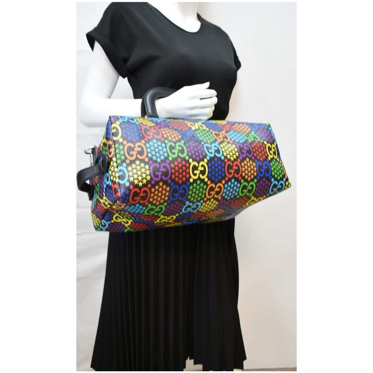 Gucci Psychedelic Duffel Travel Bag Multicolor Canvas Monogram