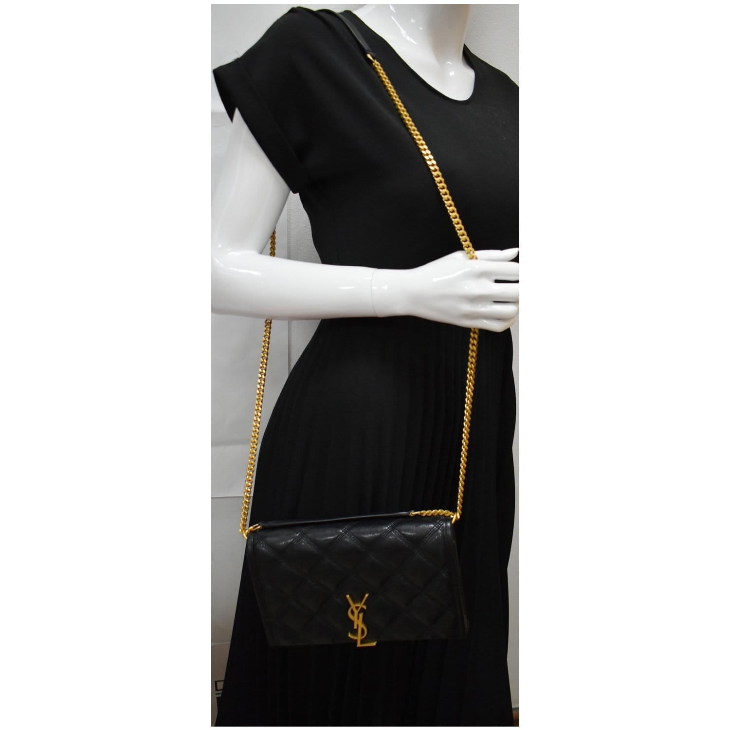 YSL Saint Laurent Saint Becky Crossbody Chain Wallet Leather Quilted Crossbody Bag