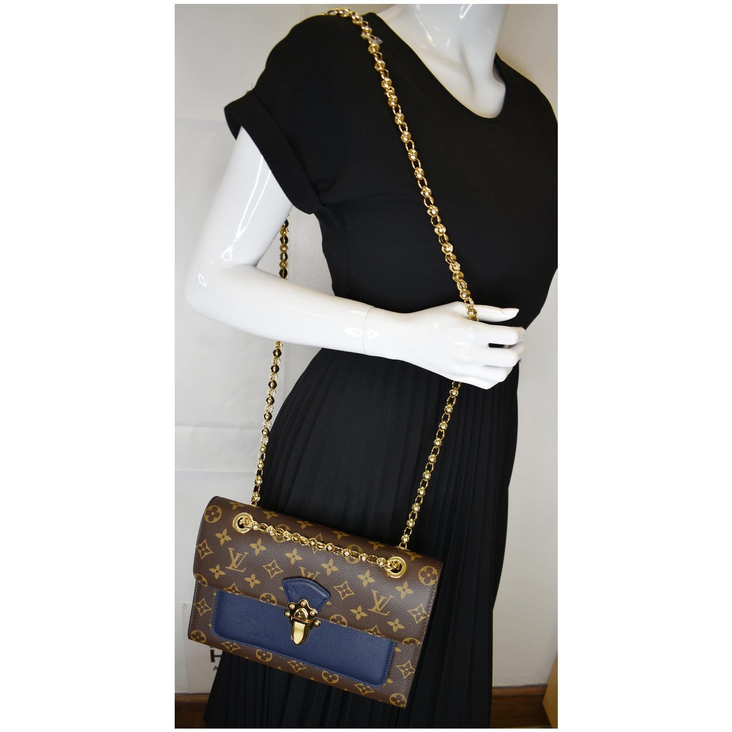 Louis Victoire Crossbody Bag Navy Canvas Monogram