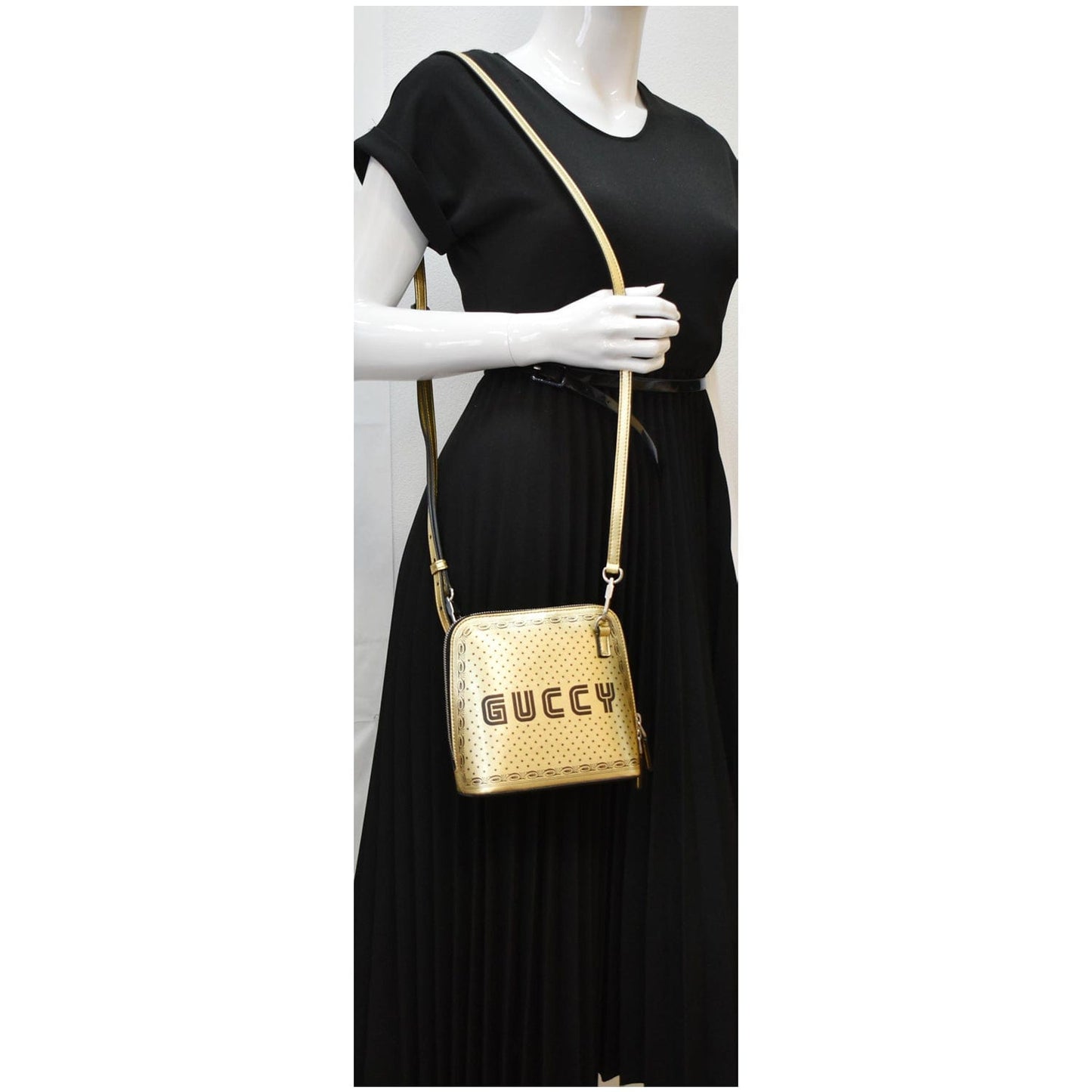 Gucci Moon Steller Guccy Crossbody Bag Leather Gold
