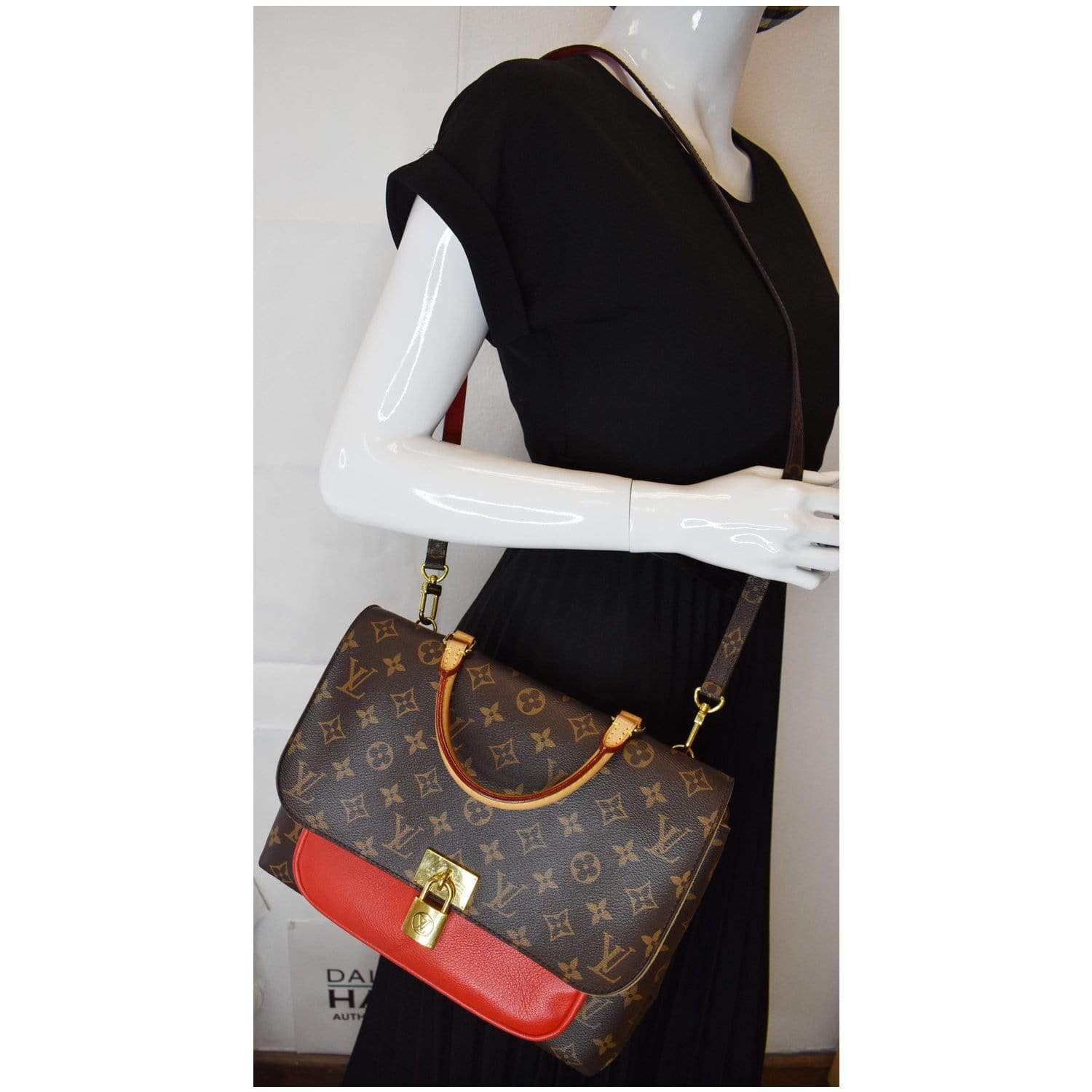 Louis Marignan Shoulder Bag Coquelicot Final Sale Canvas Monogram