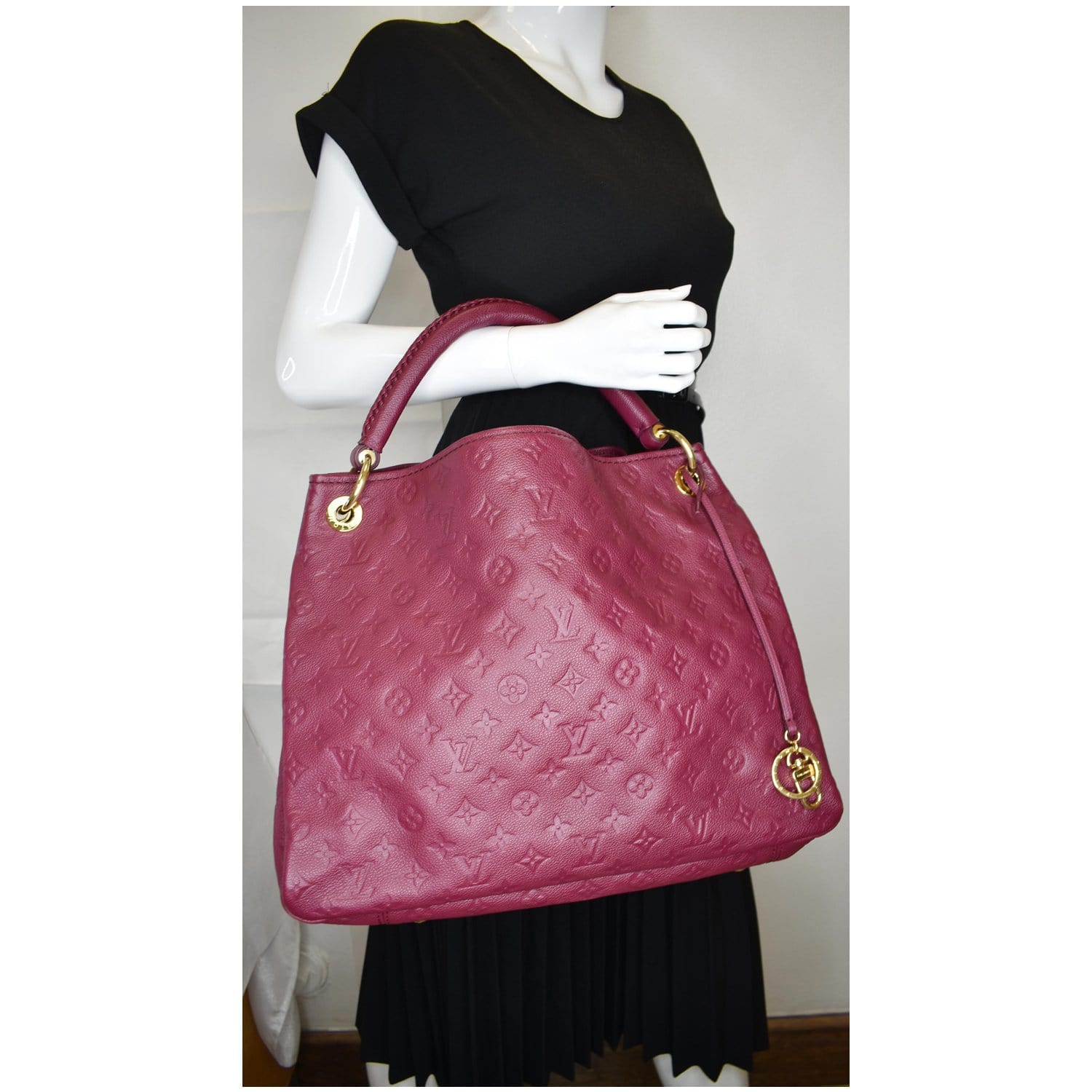 Louis Artsy Mm Empreinte Shoulder Bag Mulberry Leather Black Mulberry