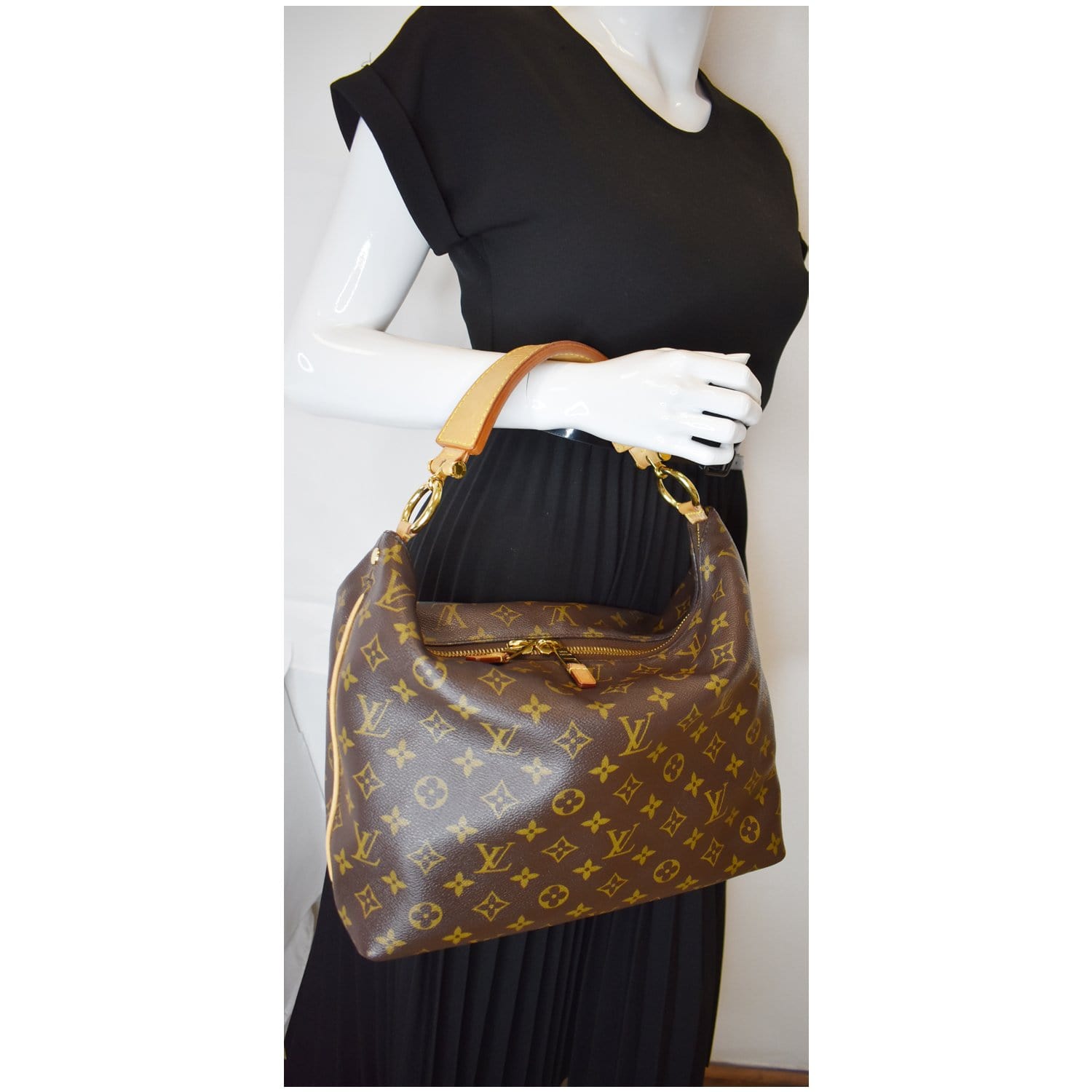Louis Sully Pm Shoulder Bag Canvas Monogram Brown 3