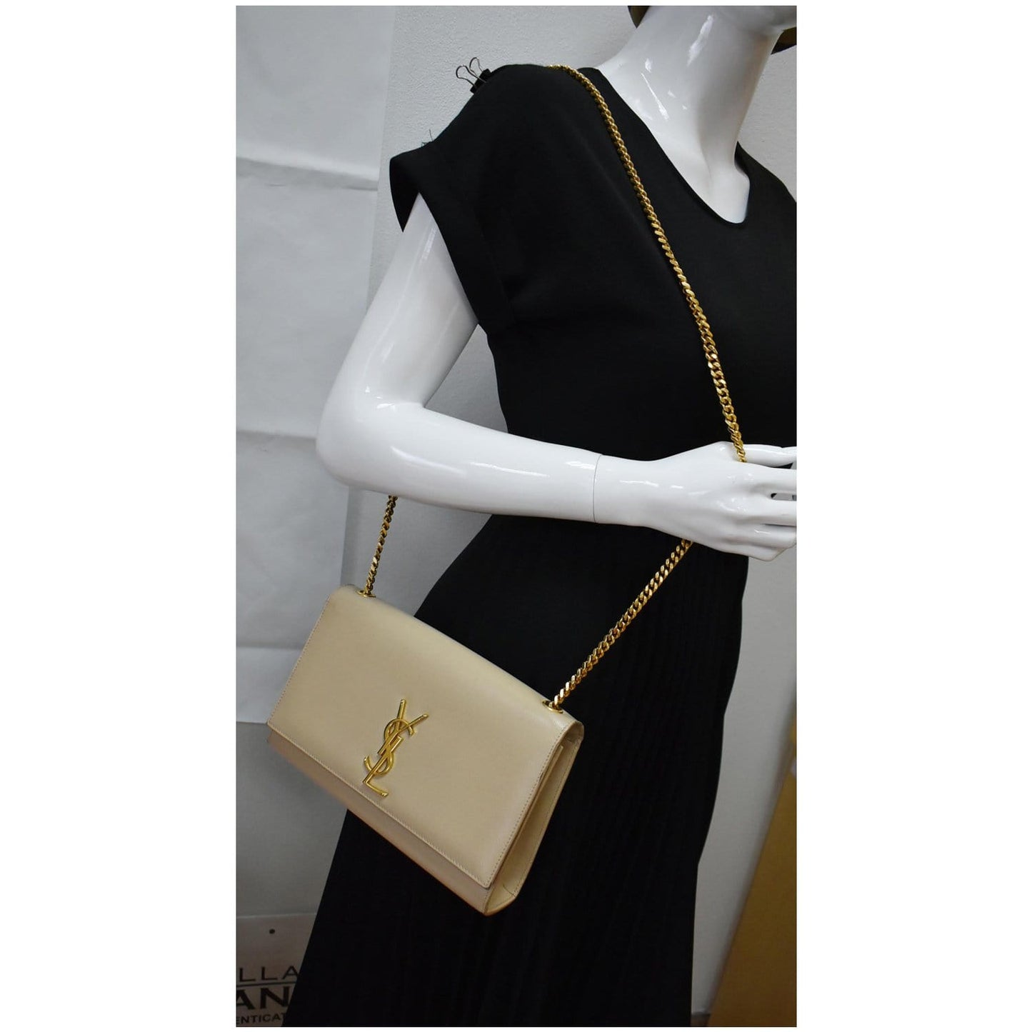 YSL Saint Laurent Saint Kate Crossbody Bag Leather Beige