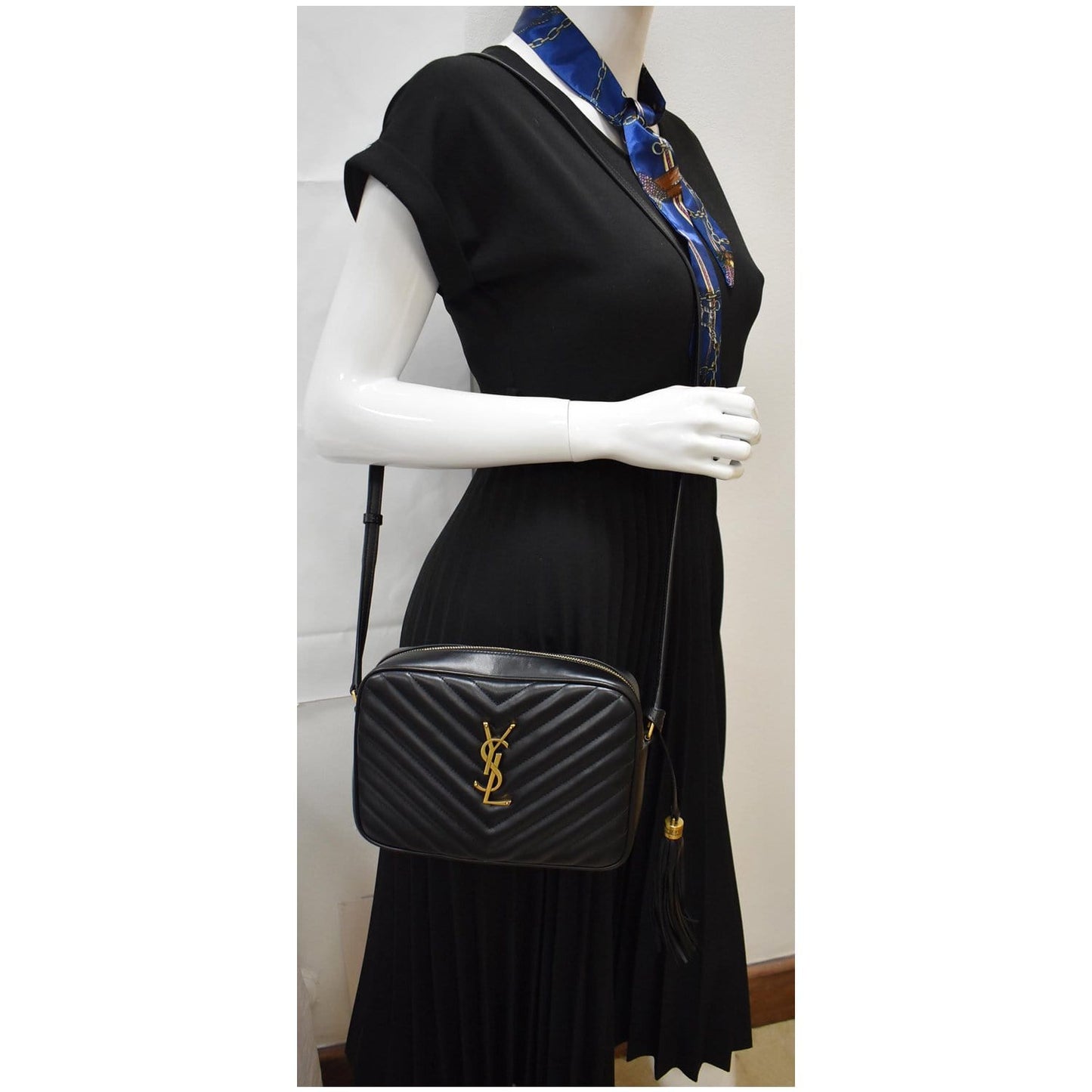YSL Saint Laurent Saint Lou Camera Crossbody Bag Leather Black