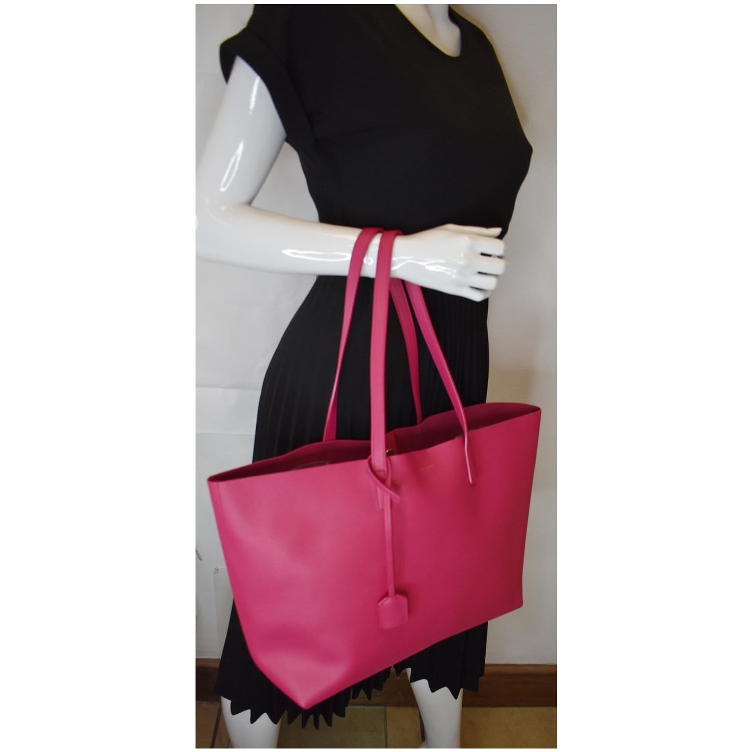YSL Saint Laurent Saint Shopping Tote Bag Leather Pink