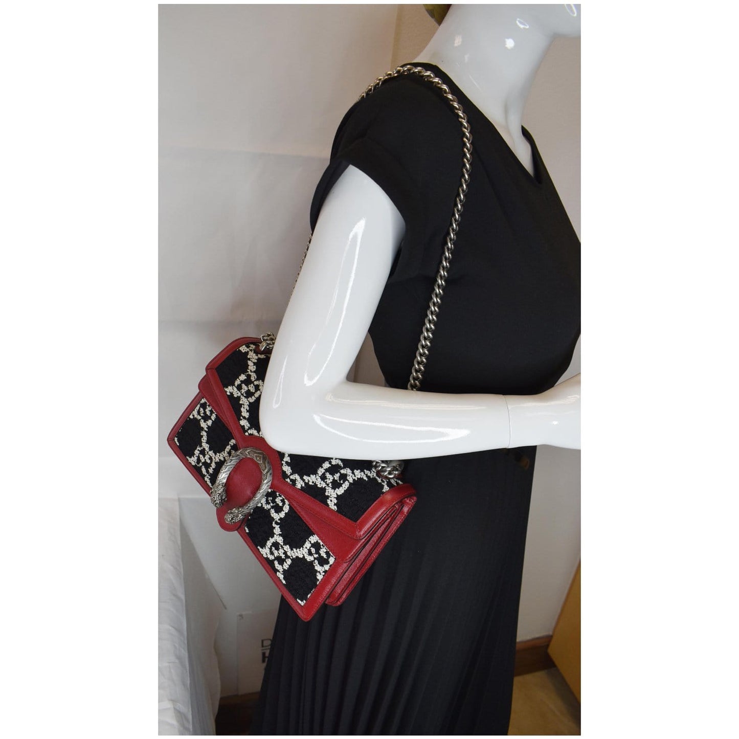 Gucci Dionysus Tweed Shoulder Bag Cerise Small