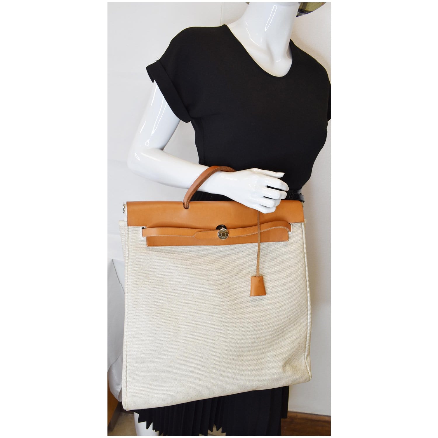 Hermes Herbag Backpack Bag Leather Canvas