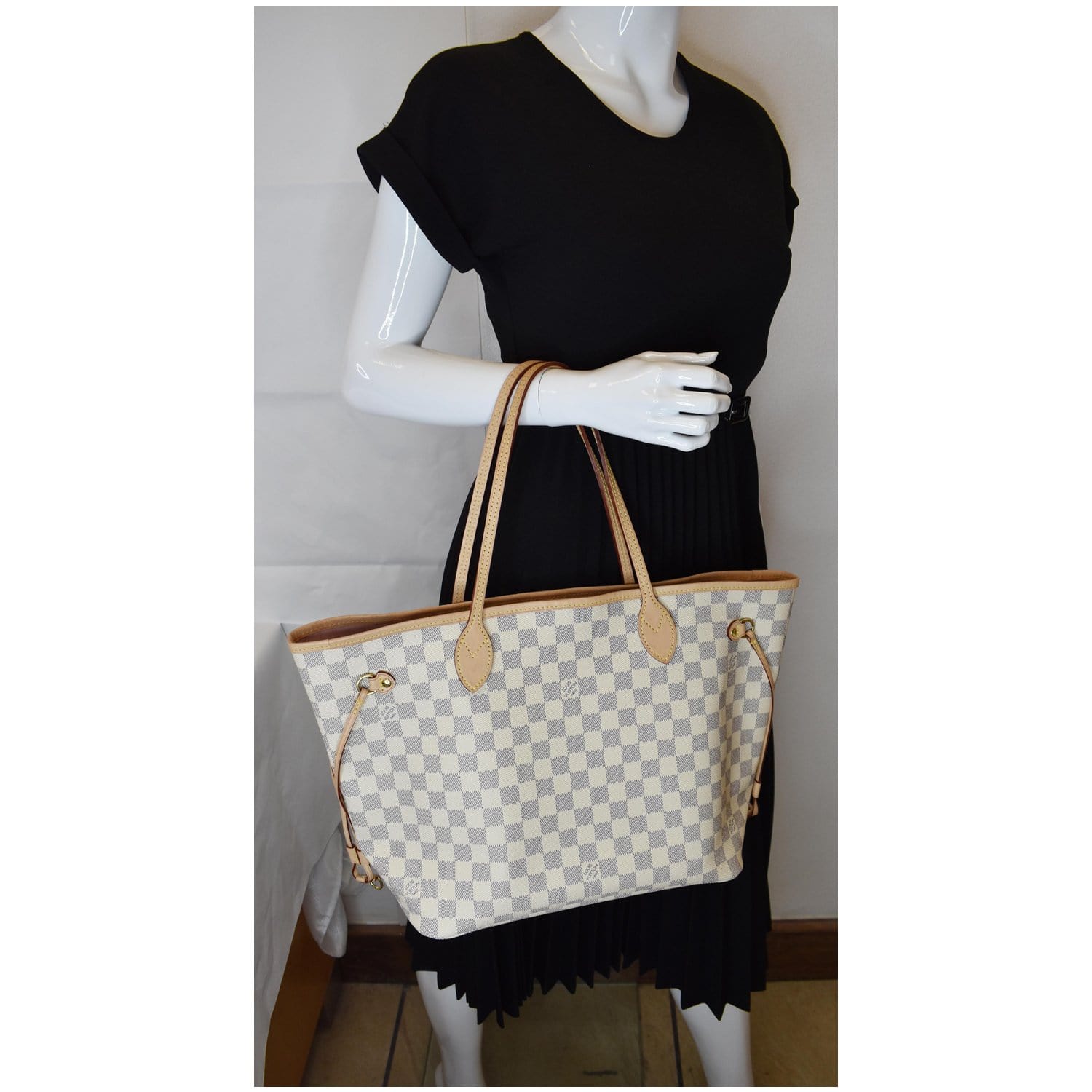 Louis Neverfull Mm Damier Azur Tote Shoulder Shoulder Bag