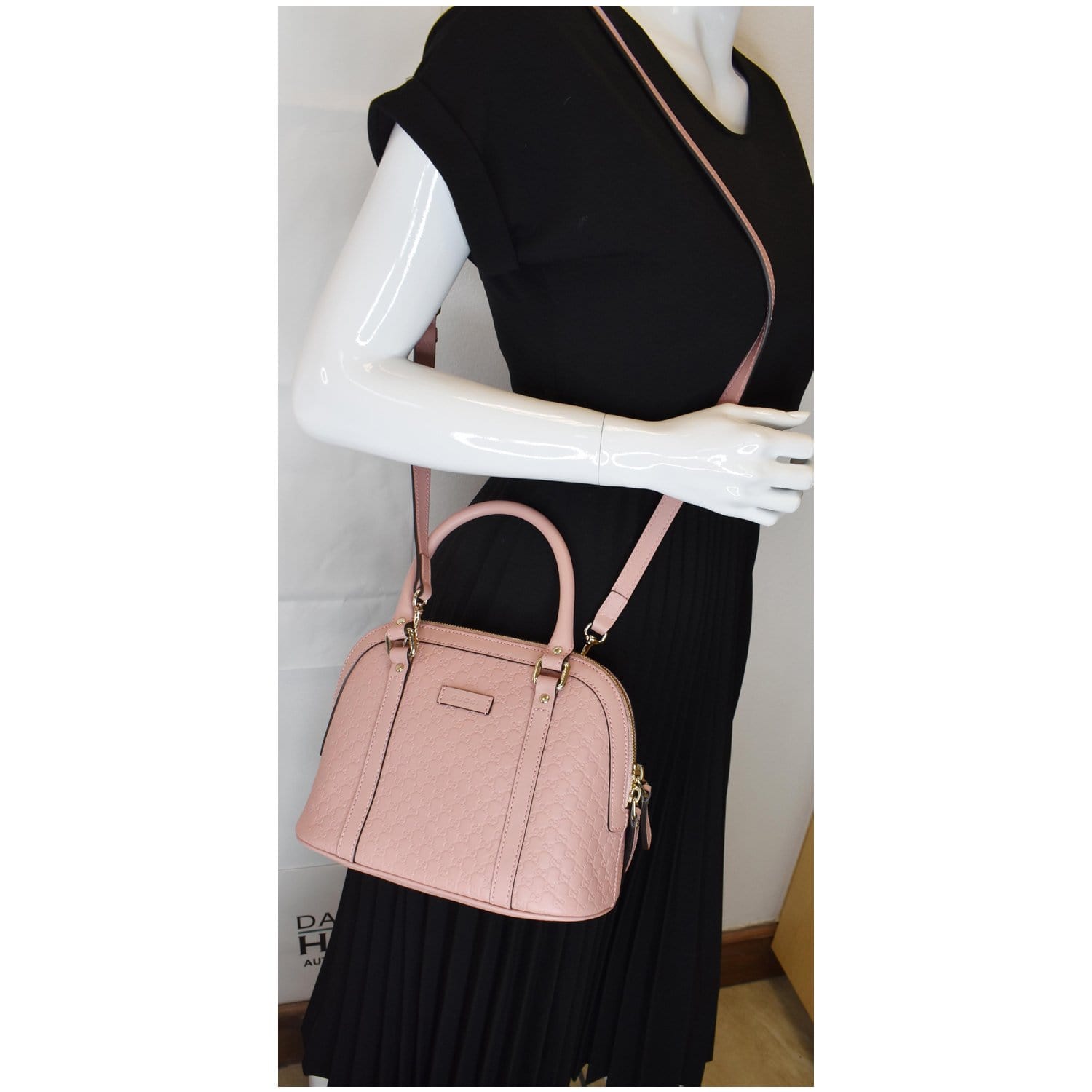Gucci Dome Micro ssima Shoulder Bag Leather Pink
