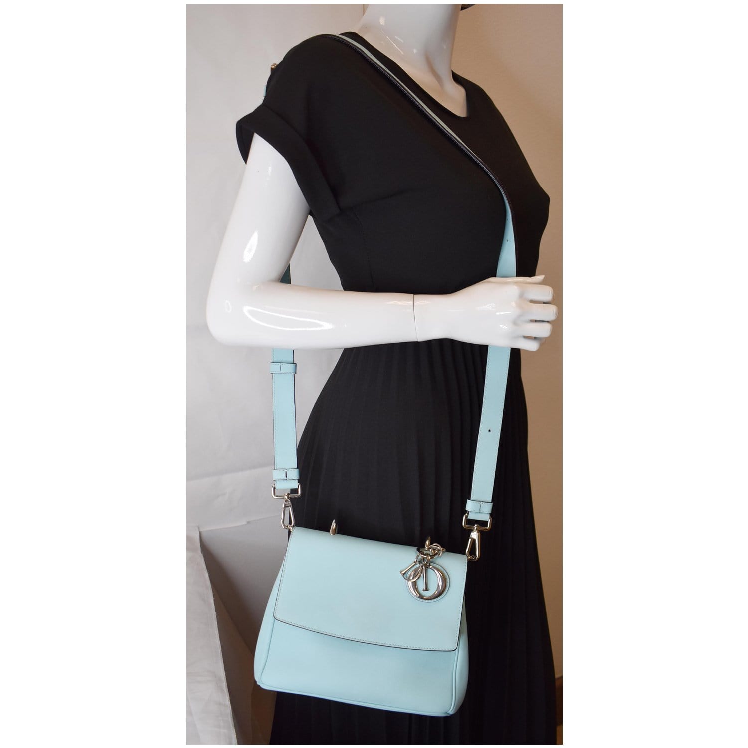Dior Be Flap Shoulder Bag Light Leather Blue